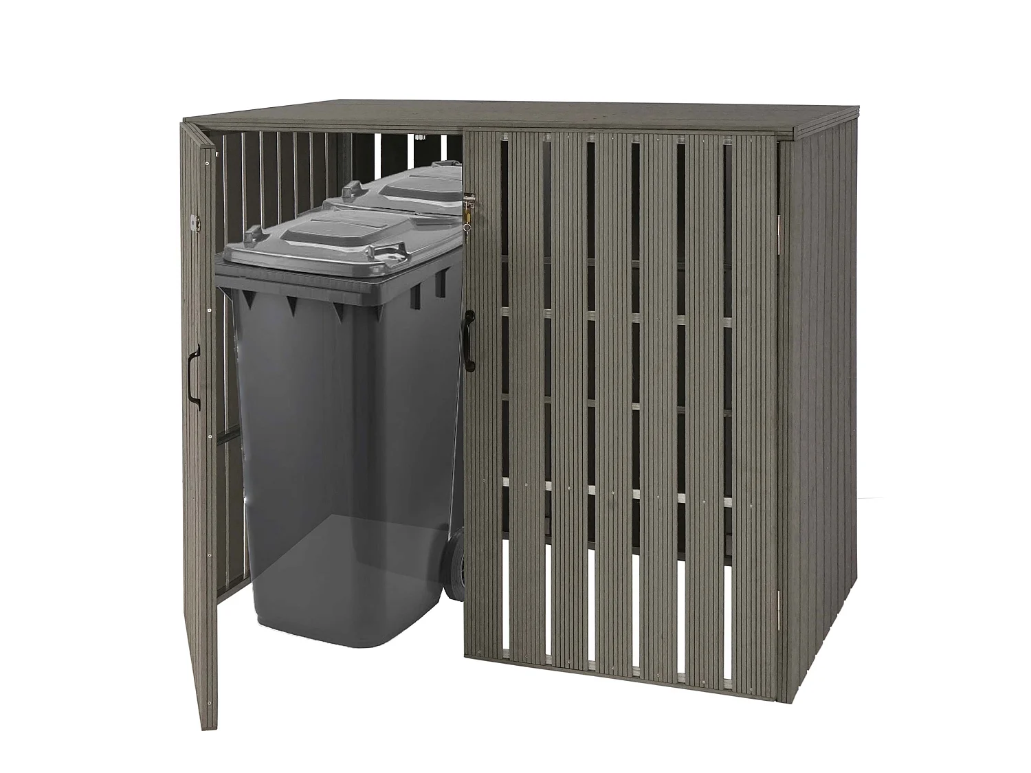 2-/4er WPC-Mülltonnenverkleidung MCW-J28, Grau