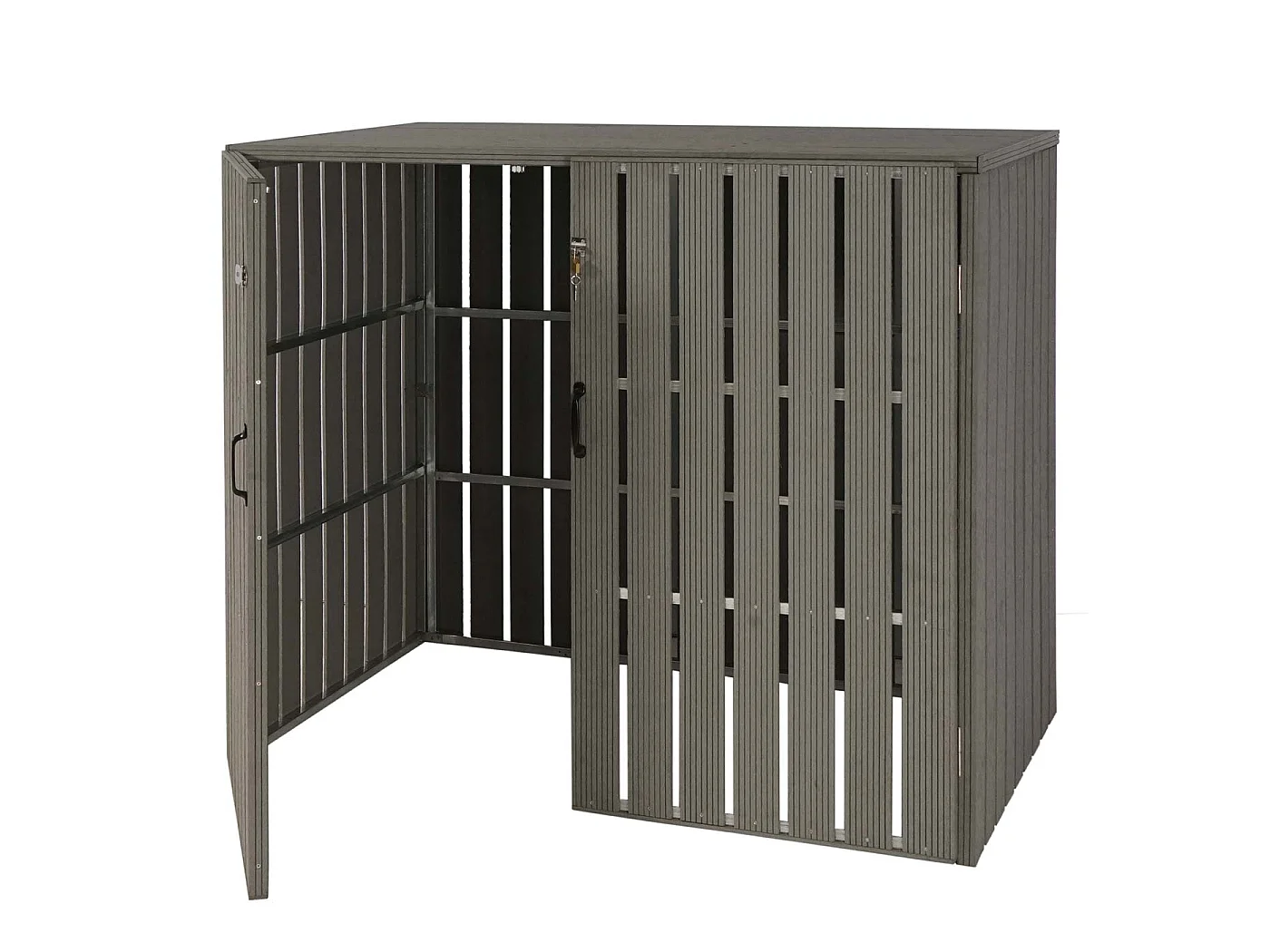 2-/4er WPC-Mülltonnenverkleidung MCW-J28, Grau