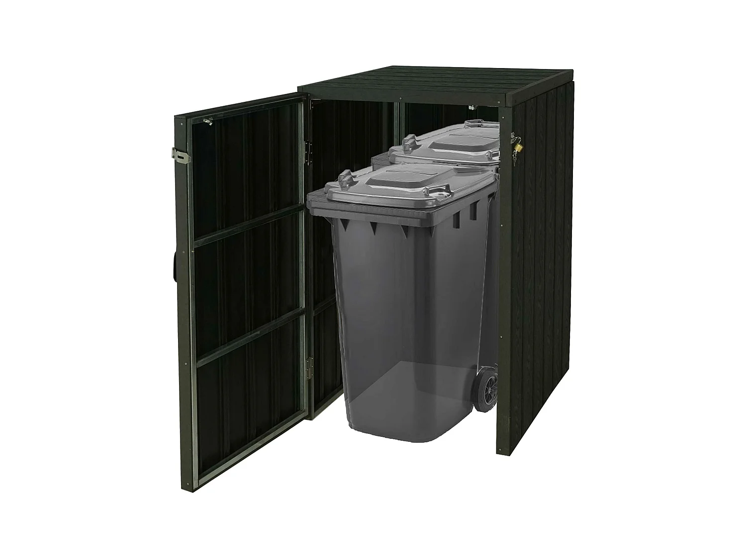 Copribidone box spazzatura rifiuti MCW-J28 Premium XL 105x80x117cm acciaio WPC antracite