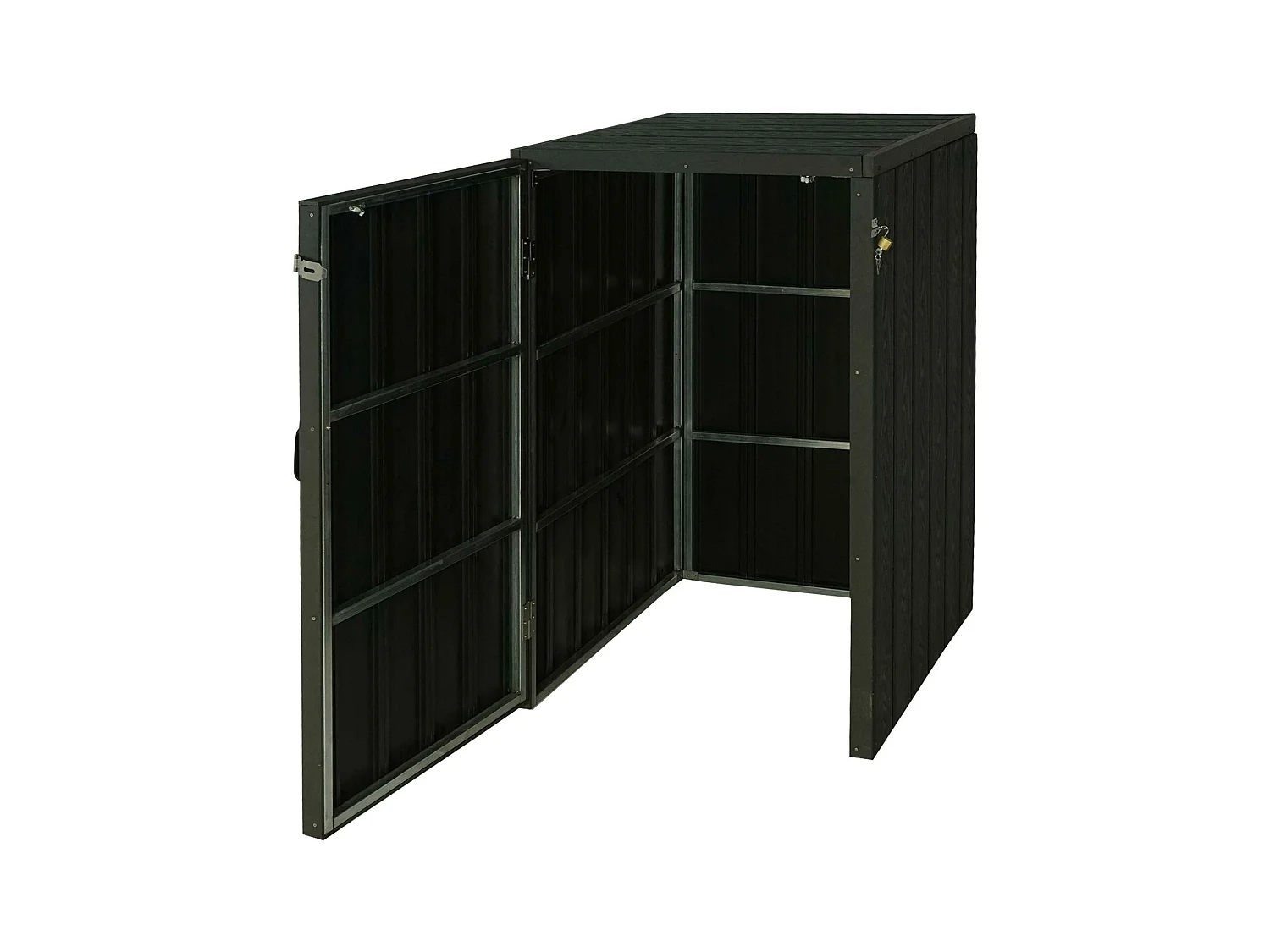Copribidone box spazzatura rifiuti MCW-J28 Premium XL 105x80x117cm acciaio WPC antracite