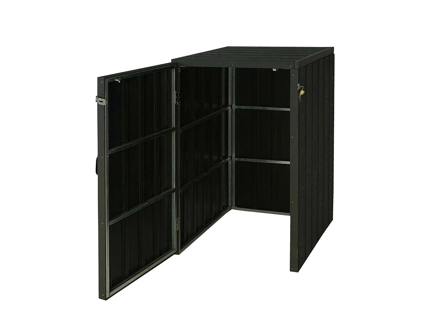 Copribidone box spazzatura rifiuti MCW-J28 Premium XL 105x80x117cm acciaio WPC antracite