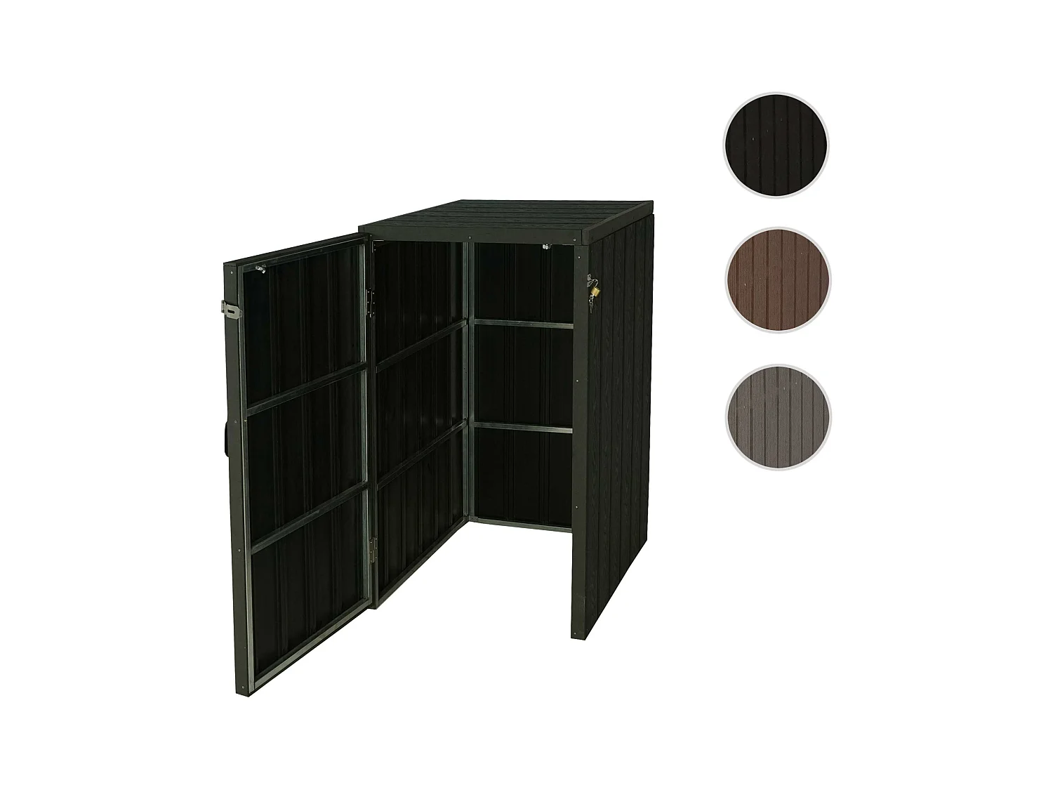 Copribidone box spazzatura rifiuti MCW-J28 Premium XL 105x80x117cm acciaio WPC antracite