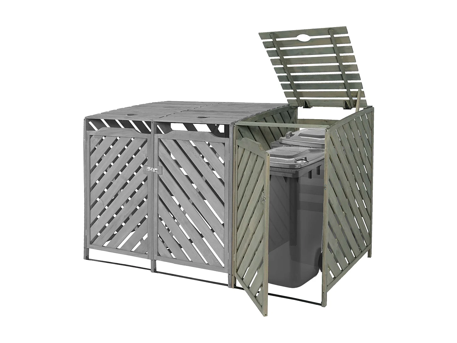 Modulo aggiuntivo per copribidoni box spazzatura rifiuti MCW-J44 98x68x120cm legno abete grigio