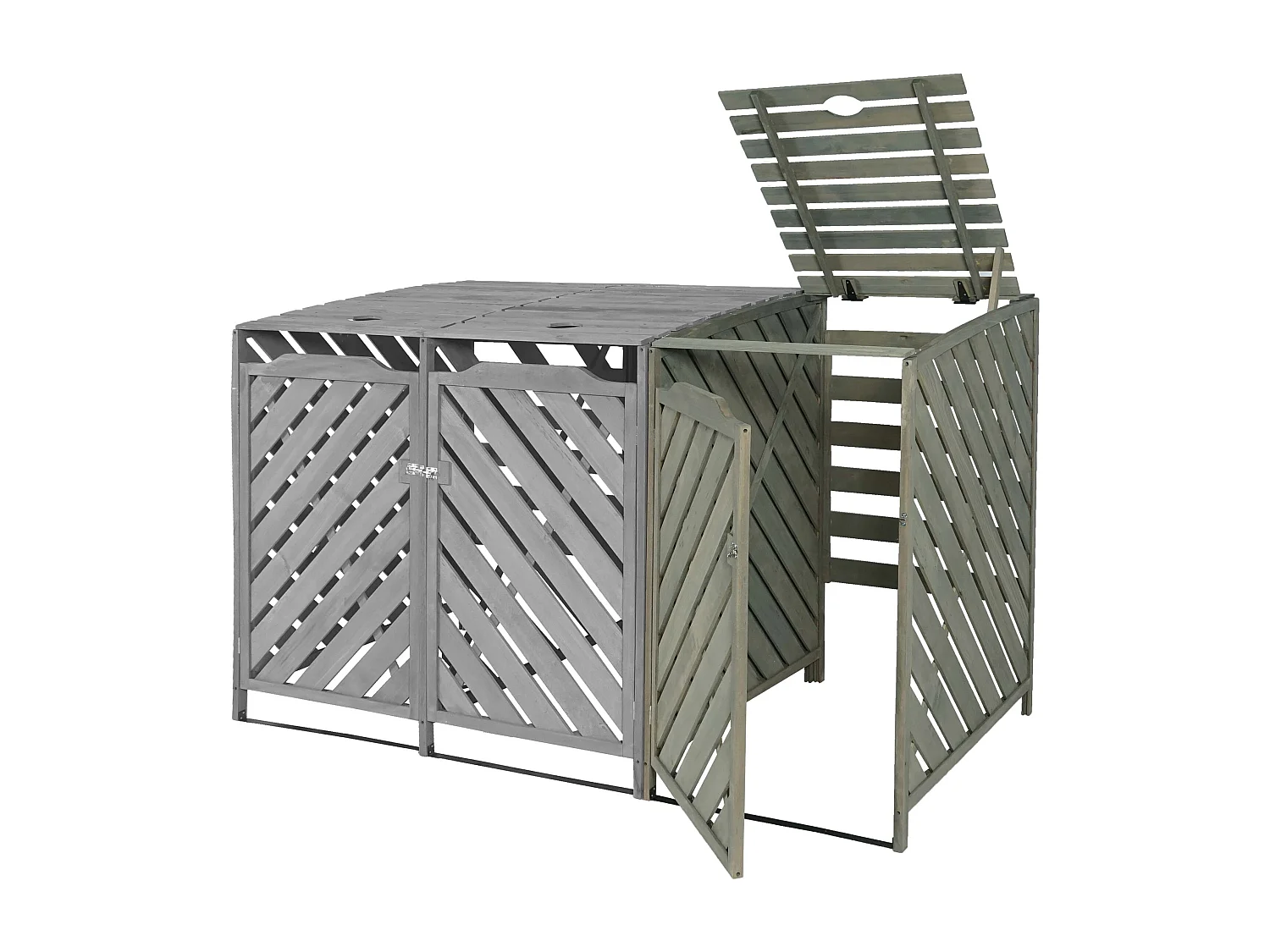 Modulo aggiuntivo per copribidoni box spazzatura rifiuti MCW-J44 98x68x120cm legno abete grigio