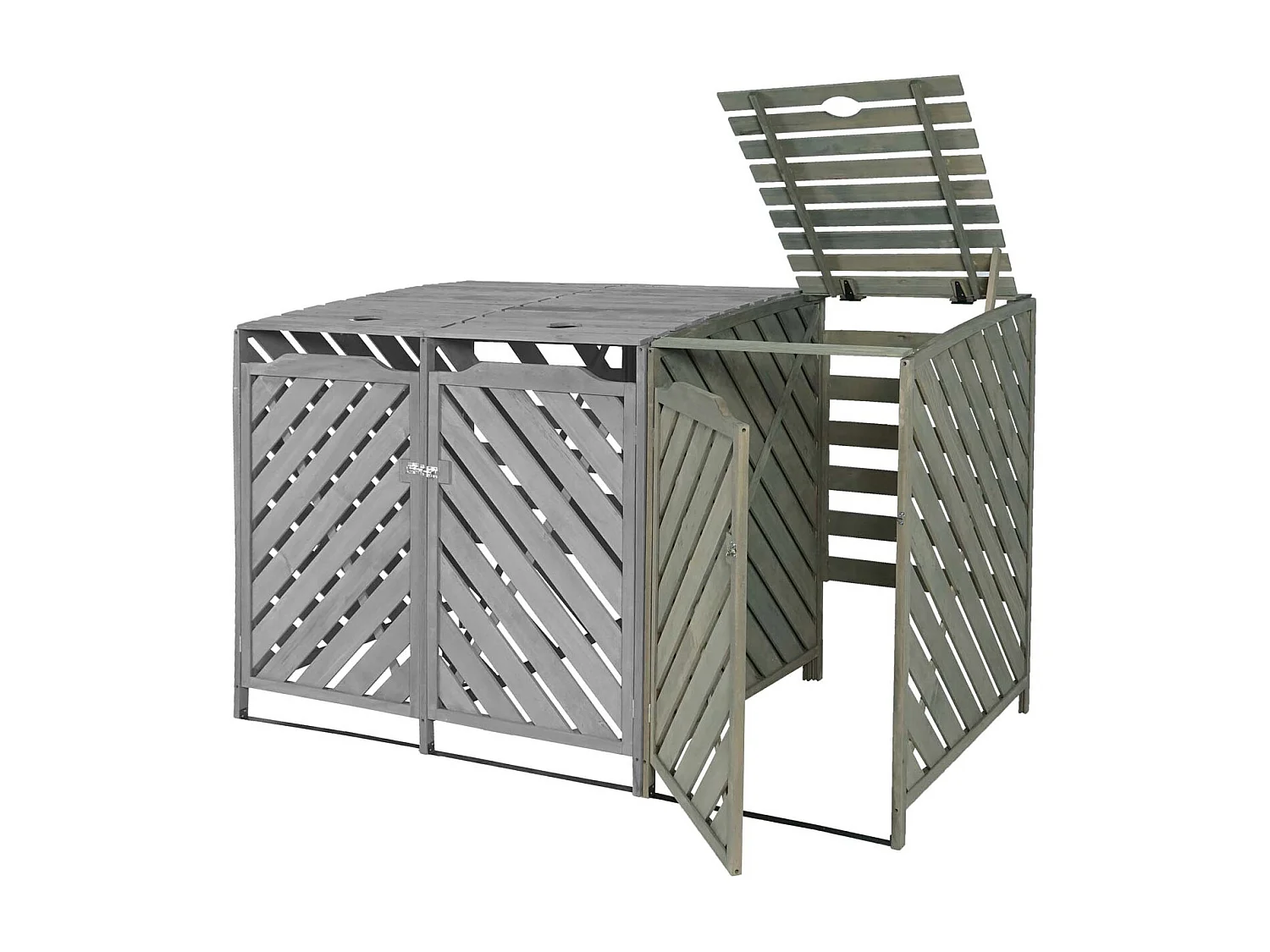 Modulo aggiuntivo per copribidoni box spazzatura rifiuti MCW-J44 98x68x120cm legno abete grigio