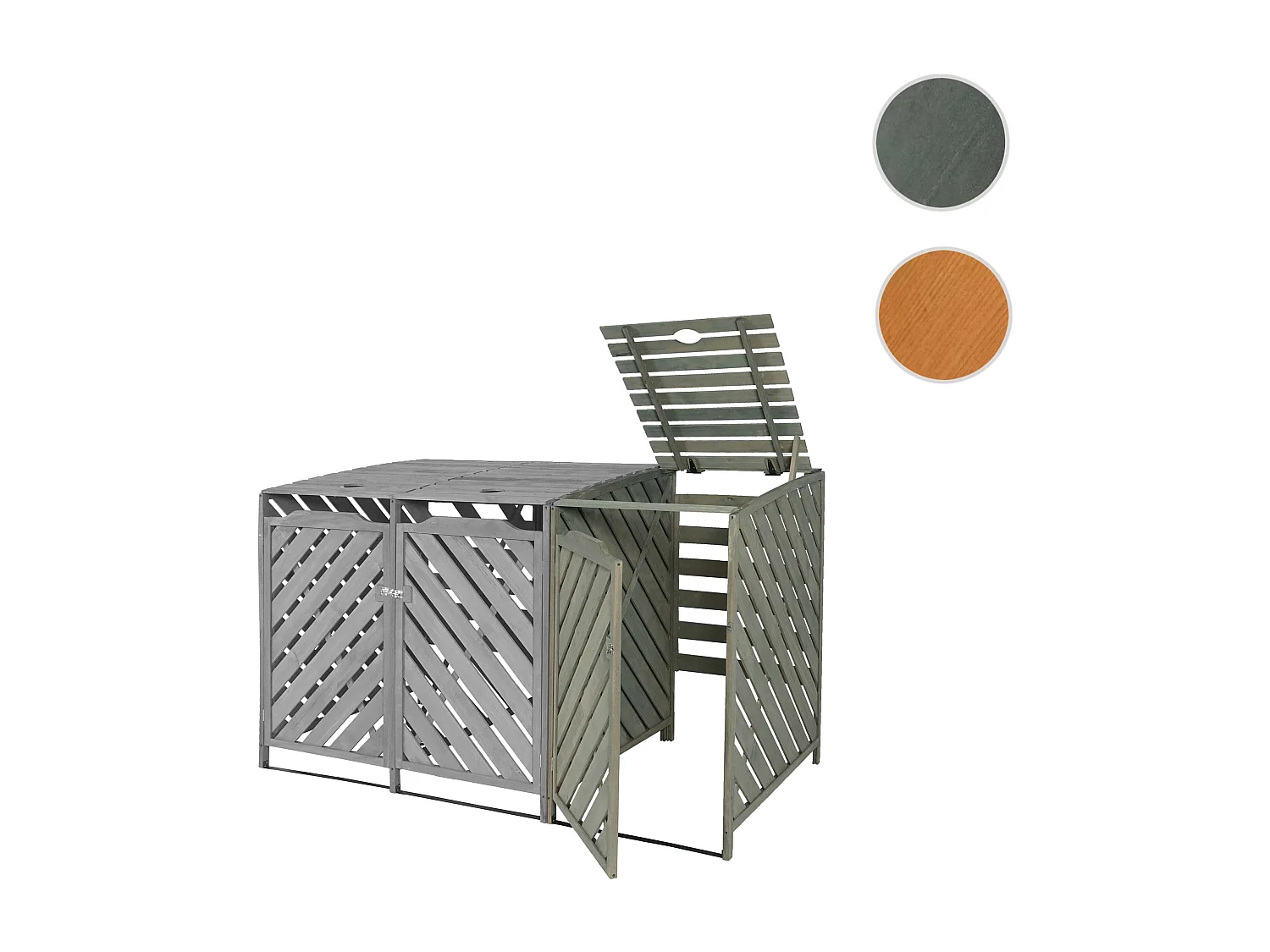 Modulo aggiuntivo per copribidoni box spazzatura rifiuti MCW-J44 98x68x120cm legno abete grigio