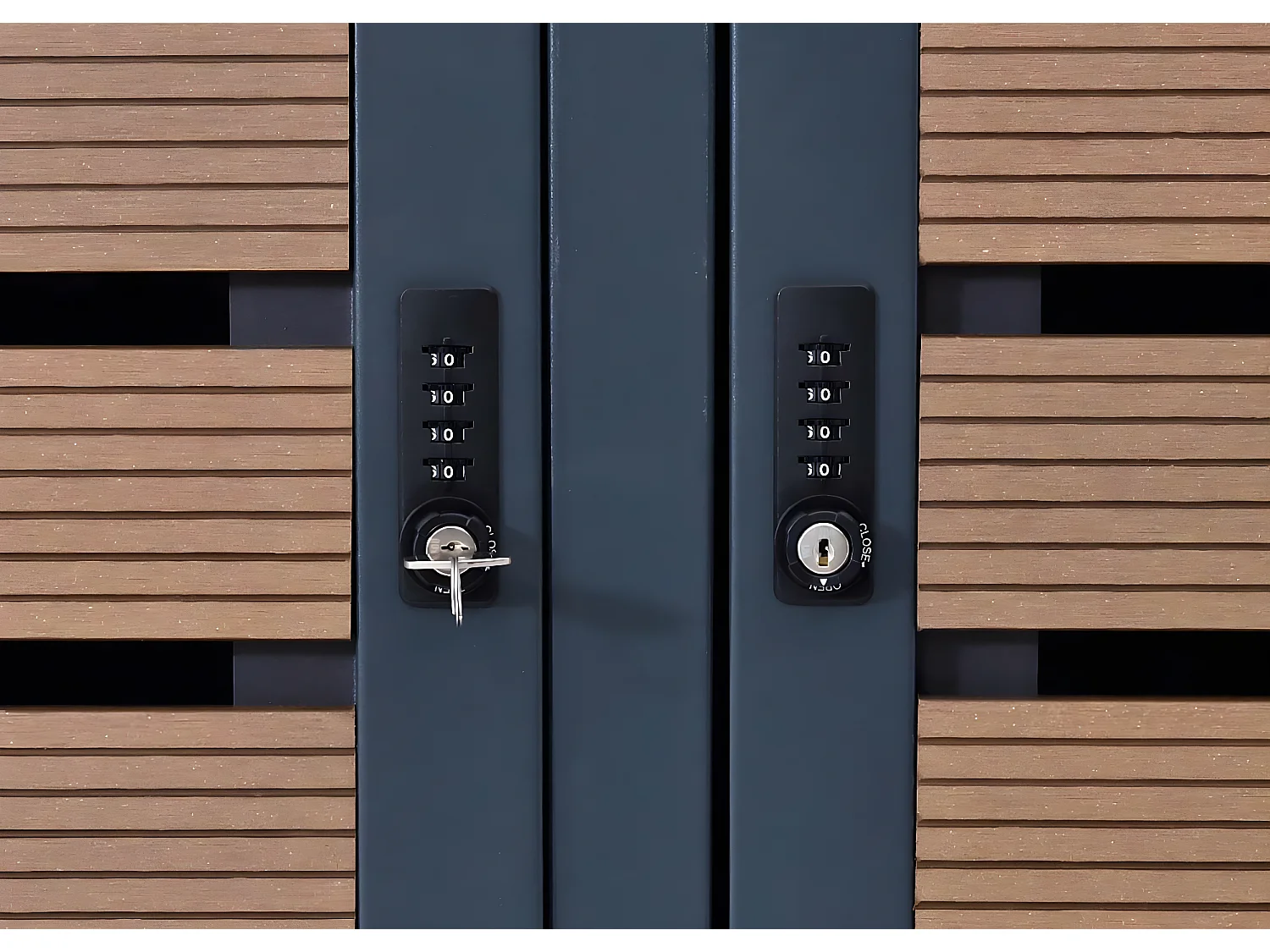 3er Mülltonnenverkleidung MCW-K14, Teak-Optik