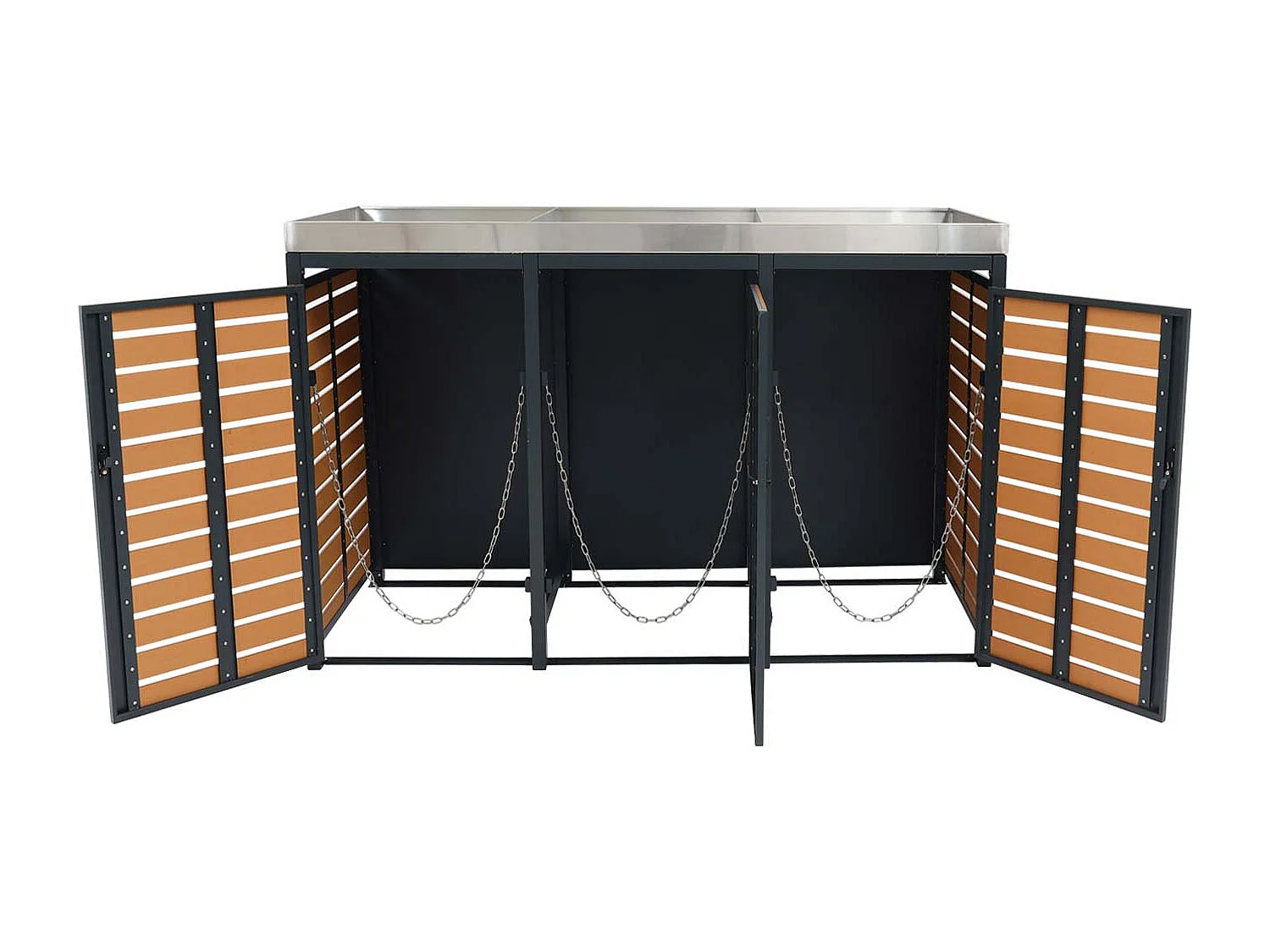 MCW-K14 3-bin waste bin enclosure,  teak-effect