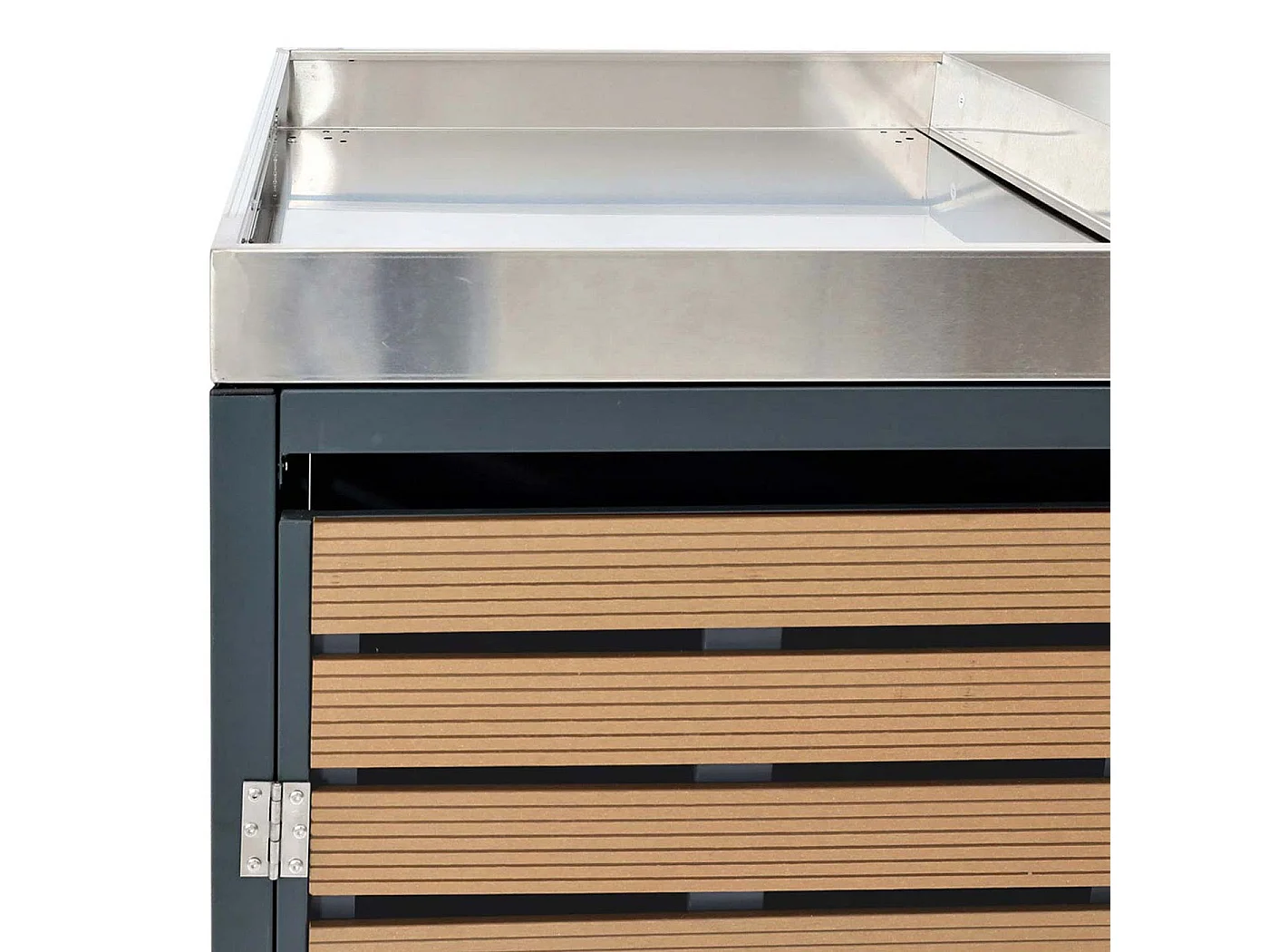MCW-K14 3-bin waste bin enclosure,  teak-effect