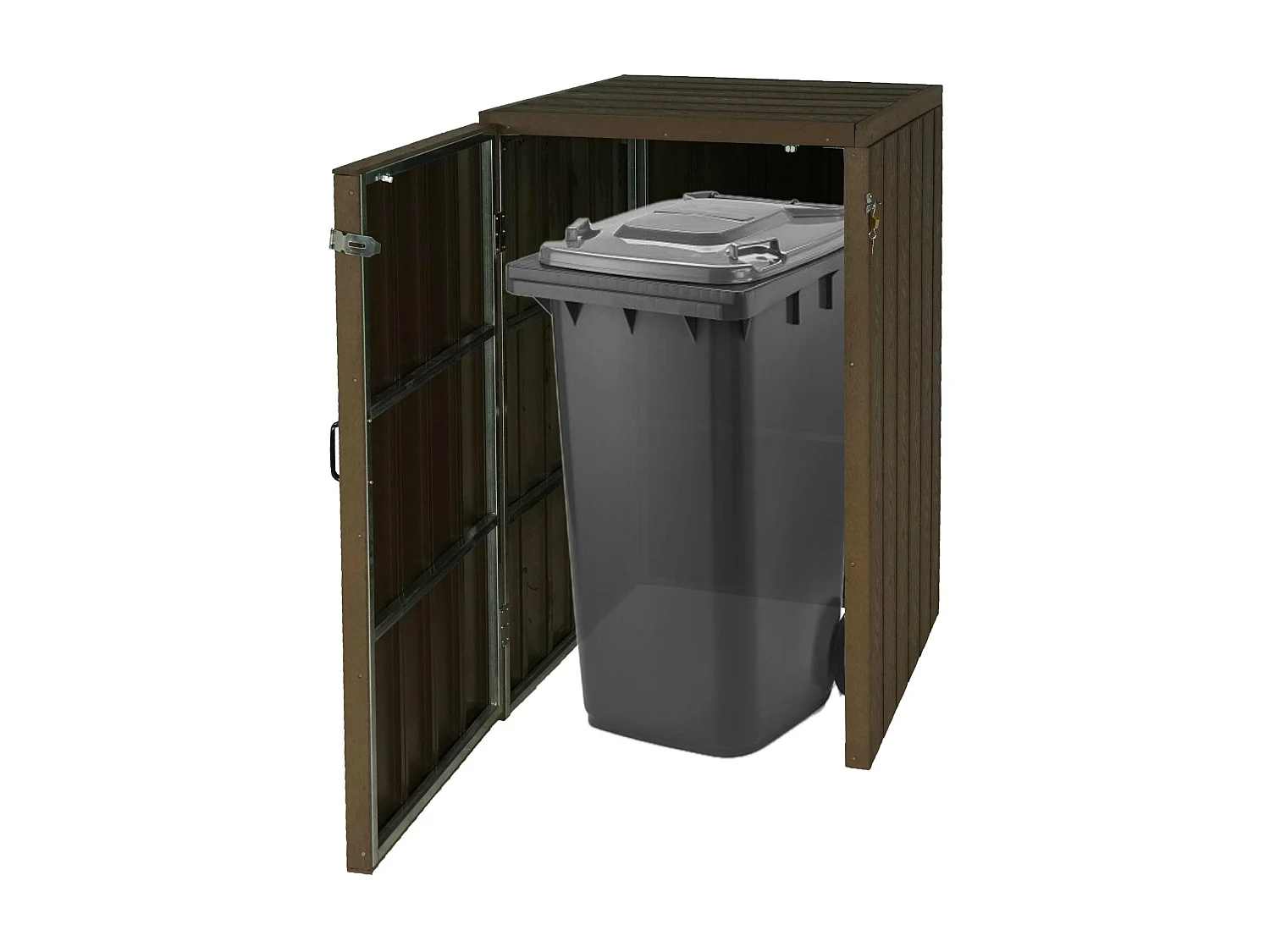 1er WPC-Mülltonnenverkleidung MCW-J28, Braun