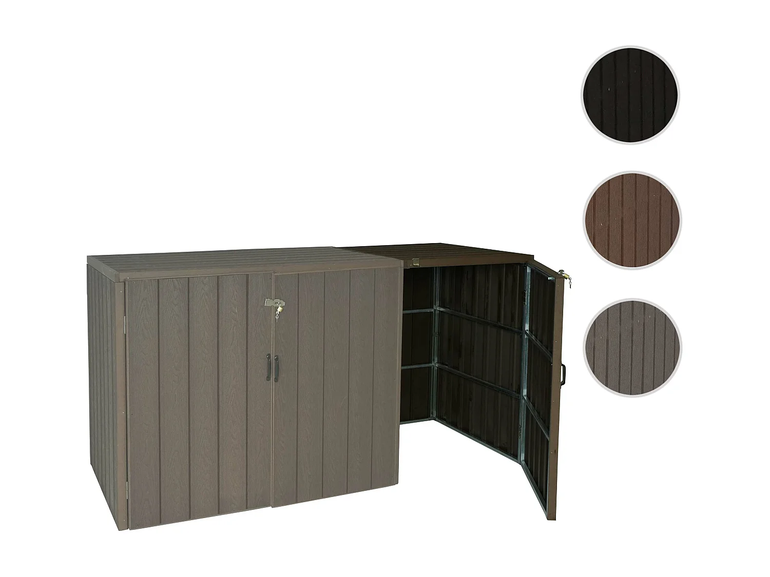 Modulo aggiuntivo per copribidoni box spazzatura rifiuti MCW-J28 Premium 88x69x116cm acciaio WPC marrone