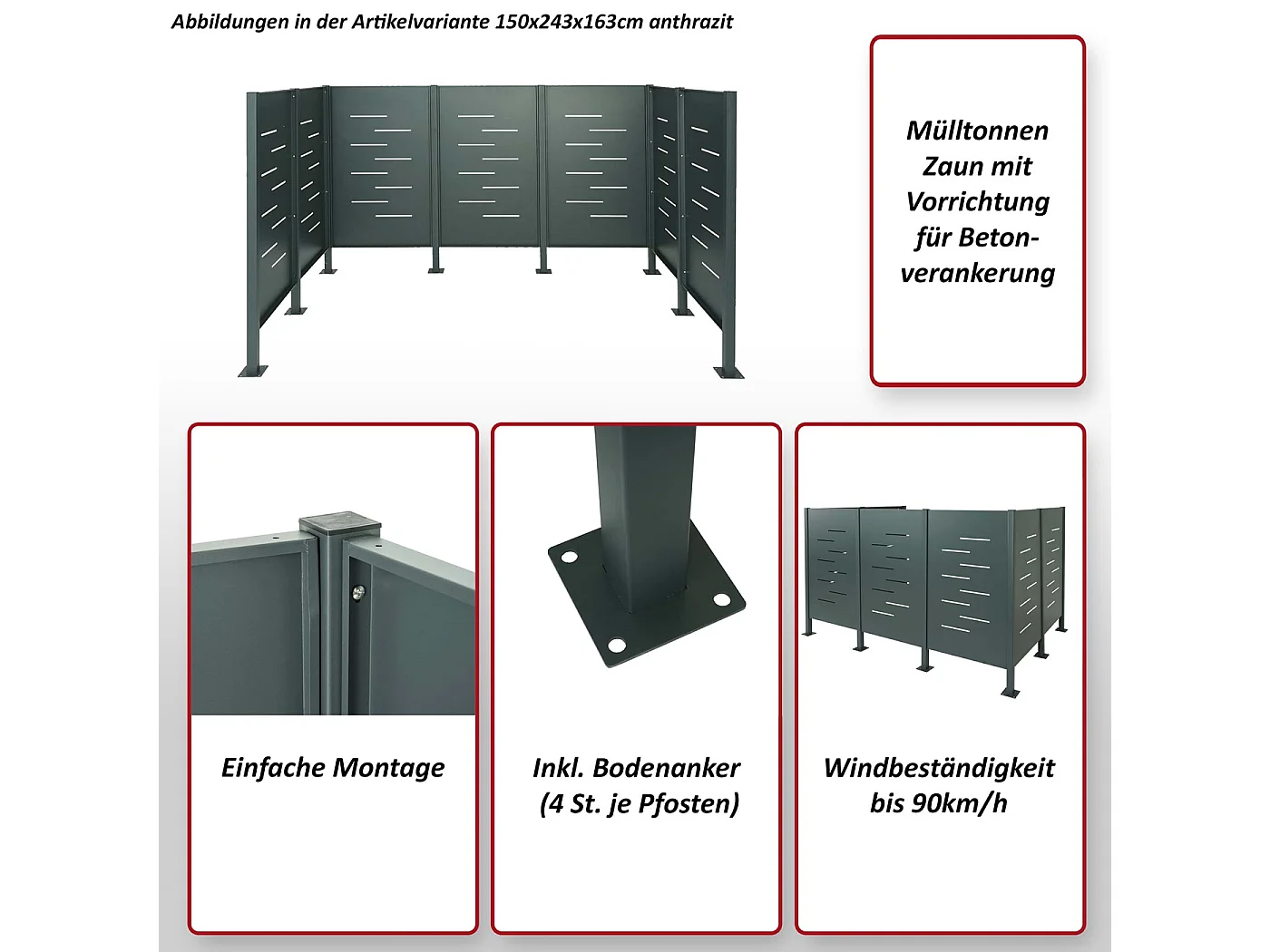 Afvalemmerhek MCW-J55 metaal,  roestvrij staal