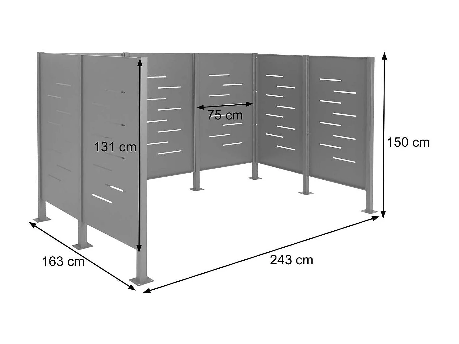 Affaldscontainerhegn MCW-J55 i metal,  rustfrit stål