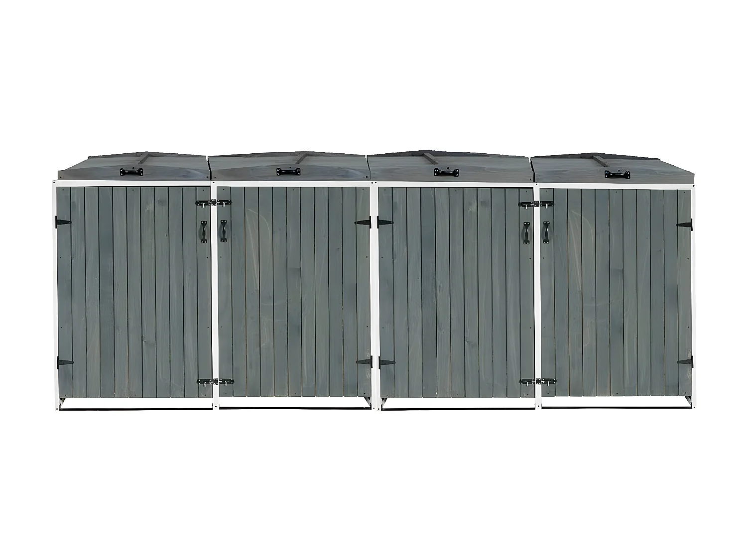 4x copribidoni box spazzatura rifiuti MCW-H74 98x316x126cm legno abete grigio bianco