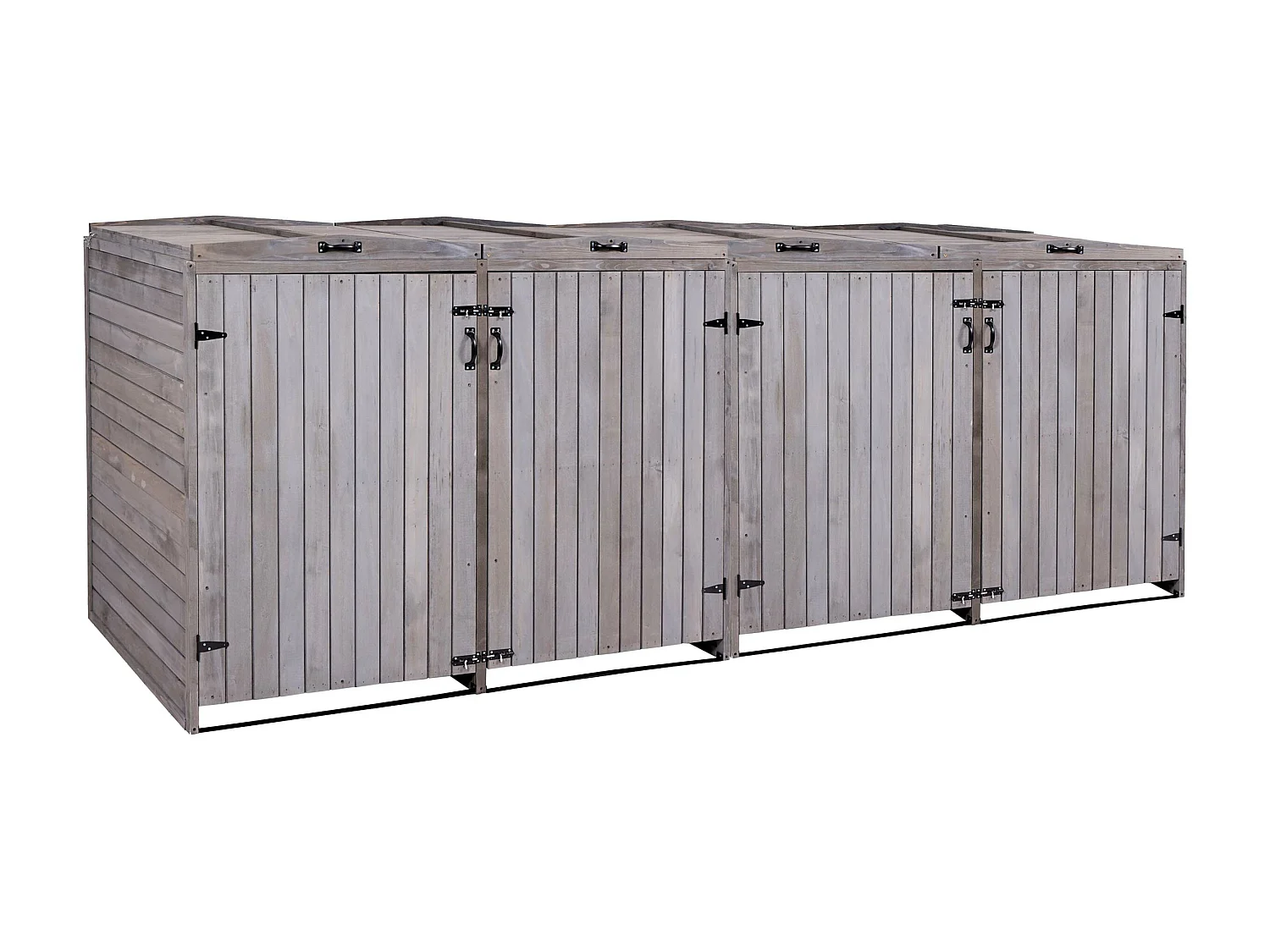4x copribidoni box spazzatura rifiuti MCW-H74 98x316x126cm legno abete grigio antracite