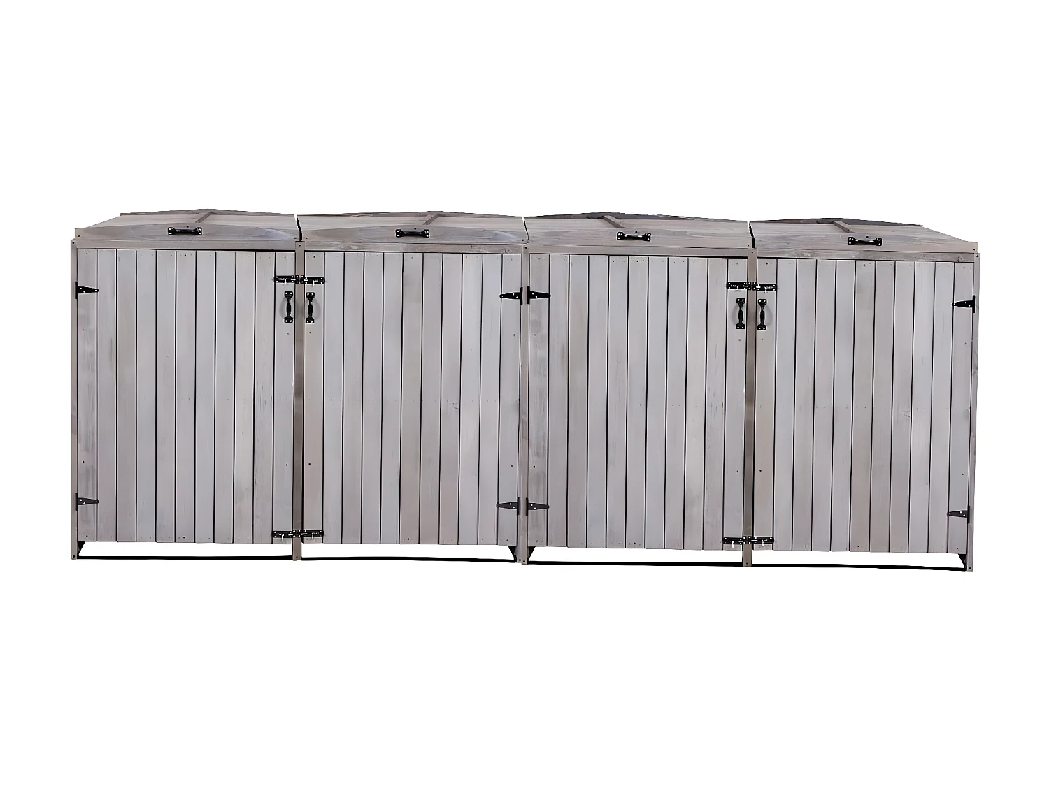 4x copribidoni box spazzatura rifiuti MCW-H74 98x316x126cm legno abete grigio antracite