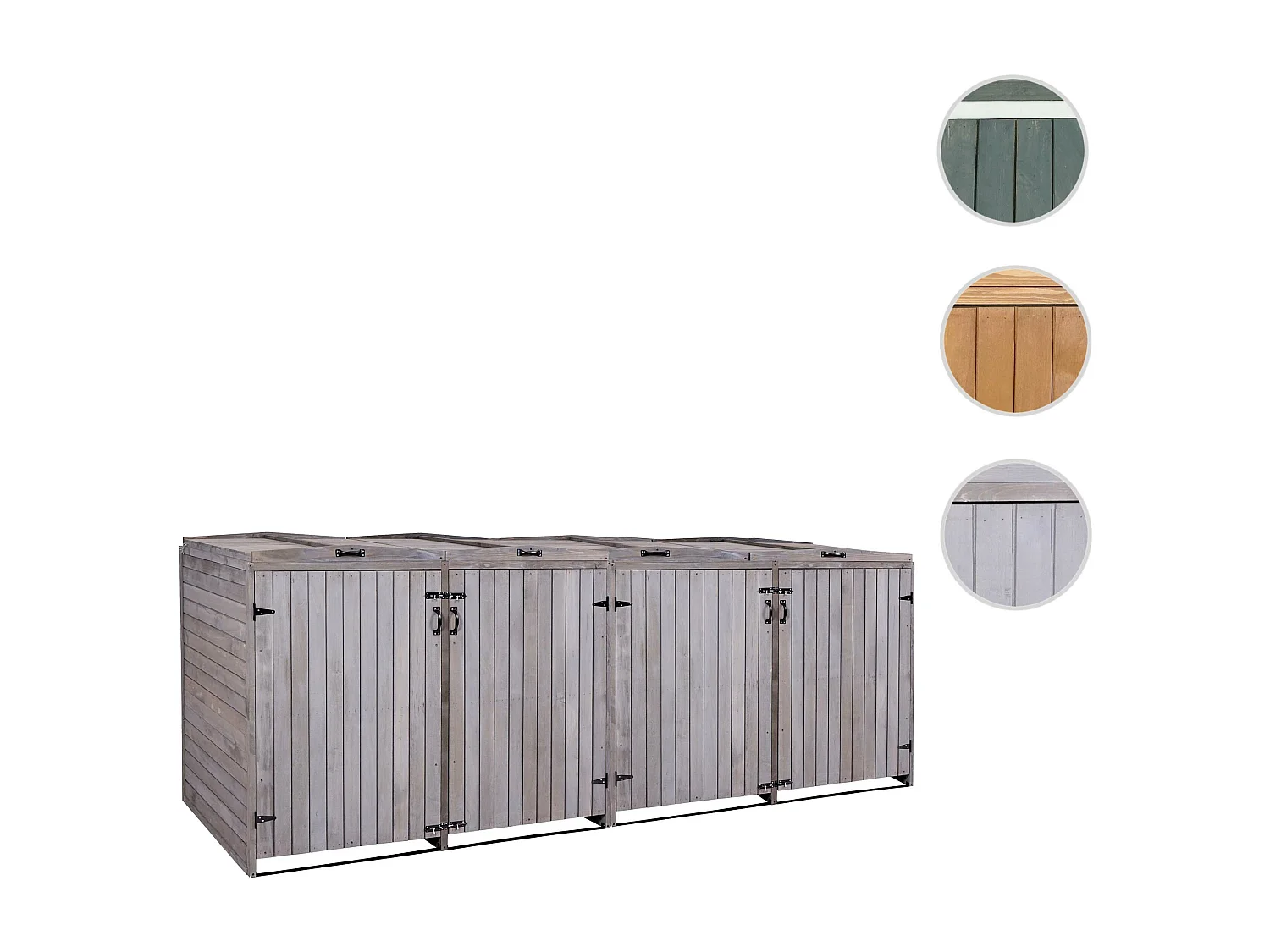 4x copribidoni box spazzatura rifiuti MCW-H74 98x316x126cm legno abete grigio antracite