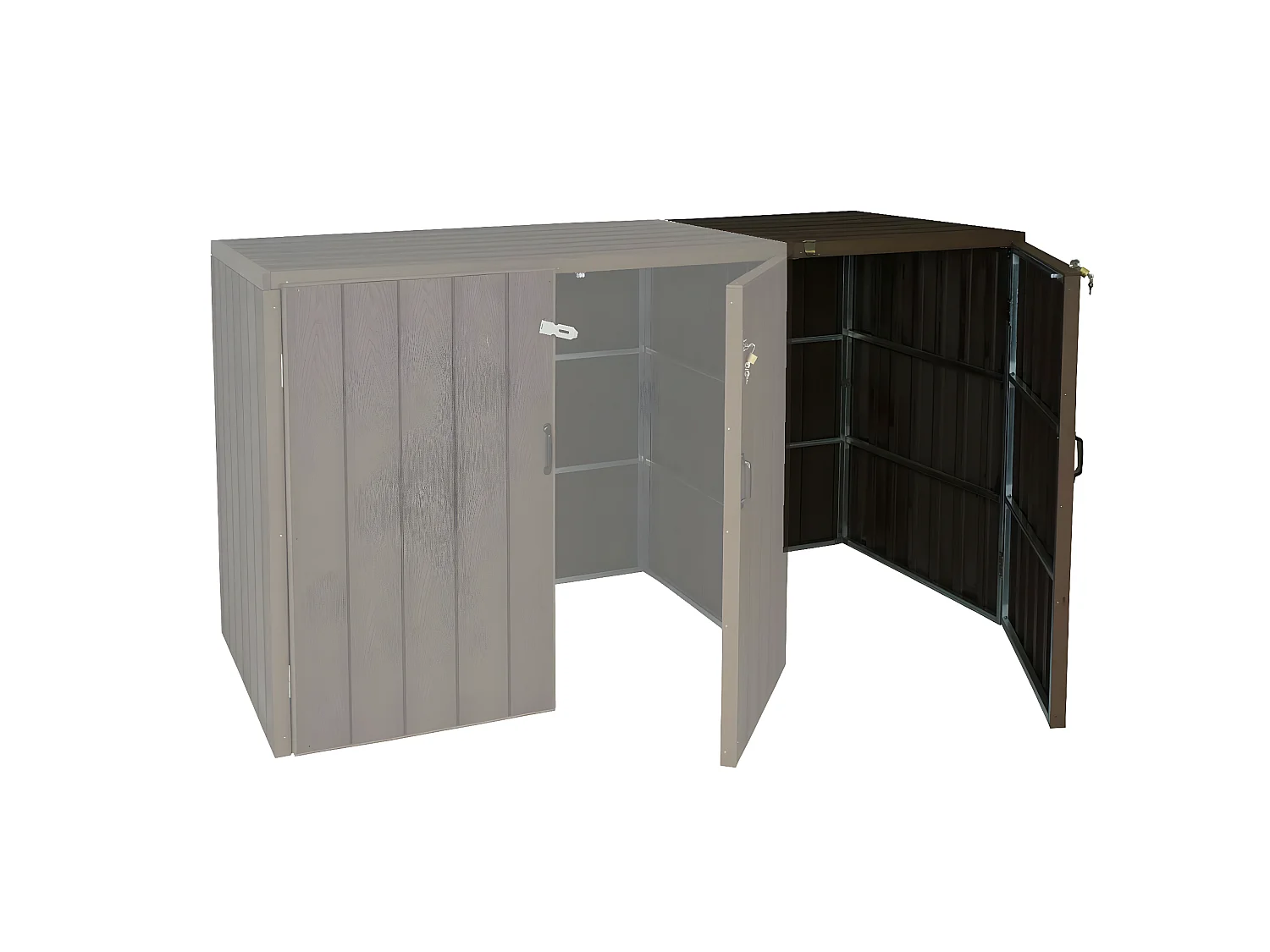 Modulo aggiuntivo per copribidoni box spazzatura rifiuti MCW-J28 Premium XL 105x79x117cm acciaio WPC marrone