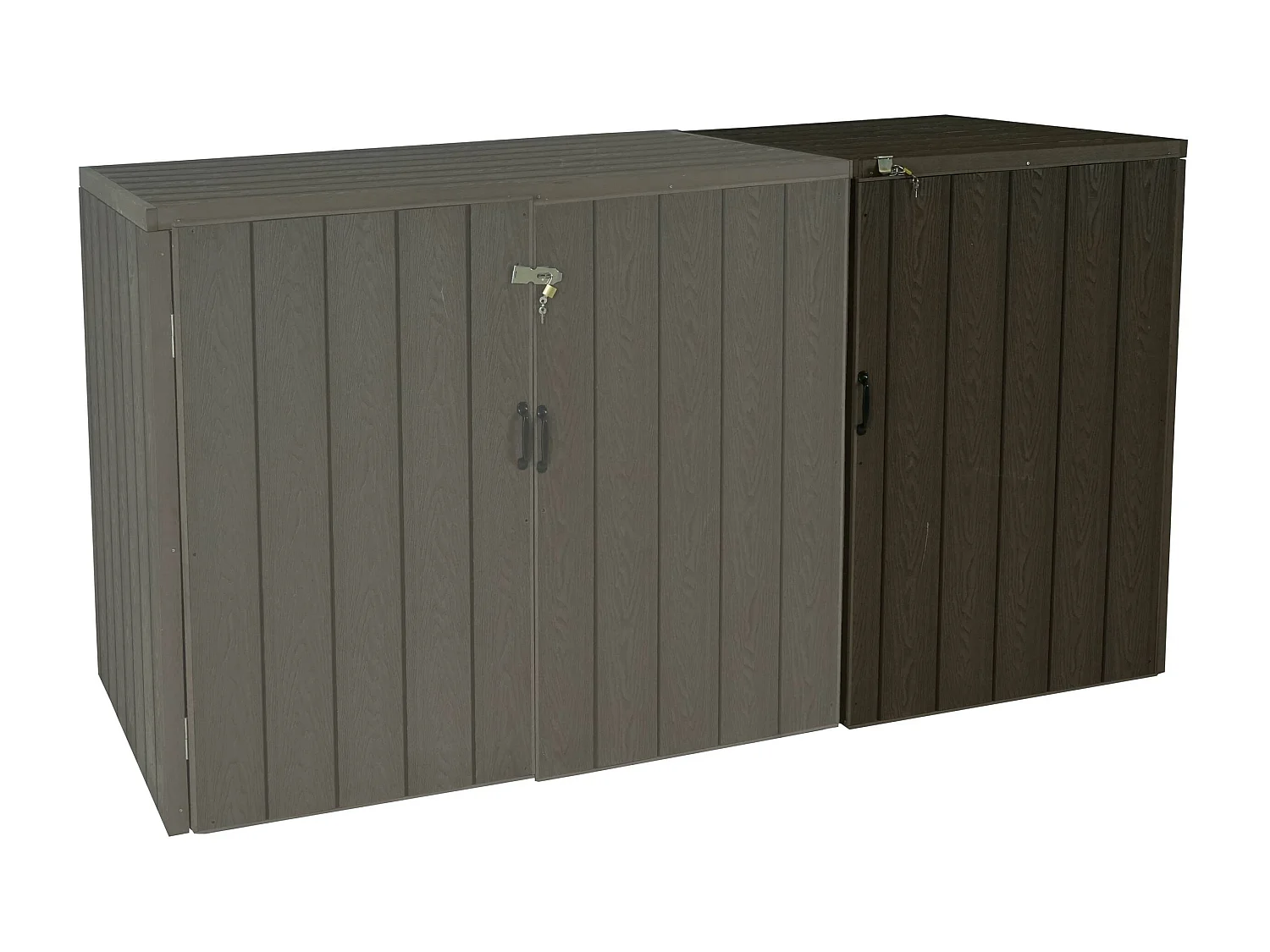 Modulo aggiuntivo per copribidoni box spazzatura rifiuti MCW-J28 Premium XL 105x79x117cm acciaio WPC marrone