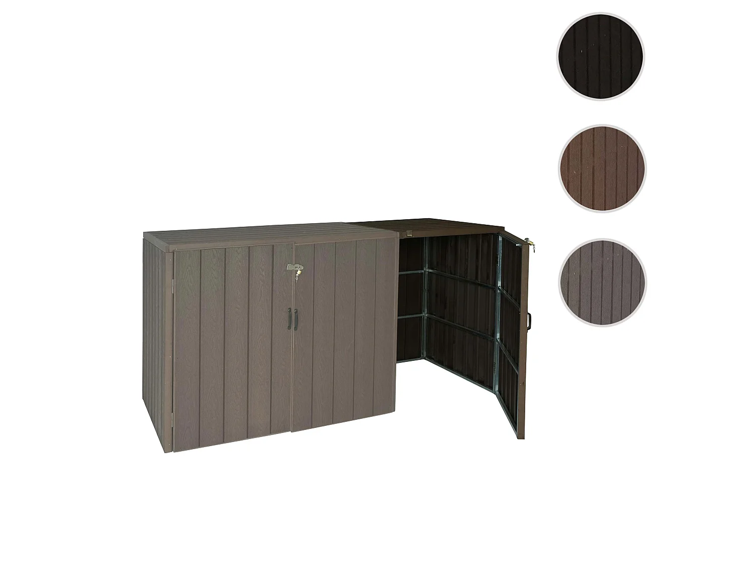 Modulo aggiuntivo per copribidoni box spazzatura rifiuti MCW-J28 Premium XL 105x79x117cm acciaio WPC marrone