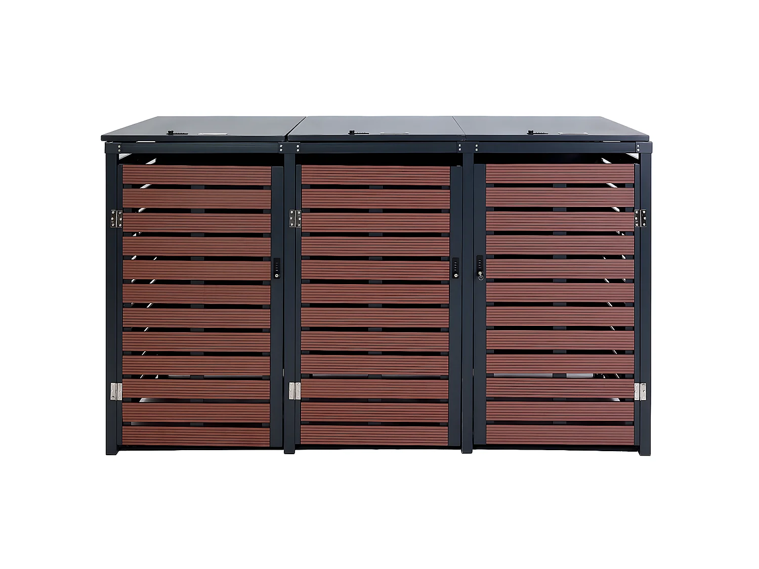 Bekleding voor 3 vuilnisbakken MCW-K14,  walnoot hout look