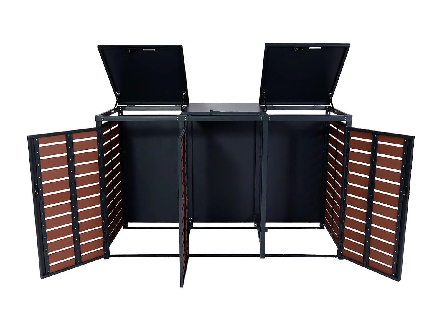 MCW-K14 3-bin waste bin enclosure,  walnut wood finish