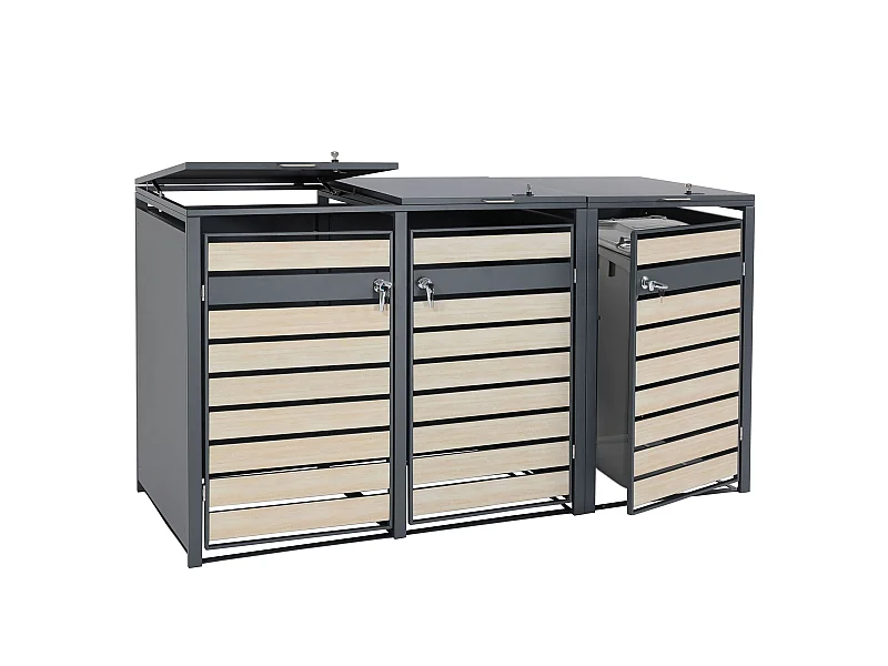 3-bin voering MCW-J81,  beukenhout look lichtbruin