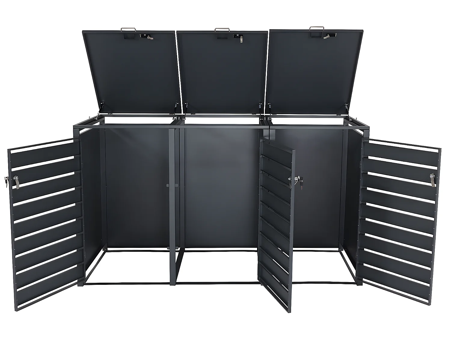 3er Mülltonnenverkleidung MCW-J81, Buche-Holzoptik hellbraun