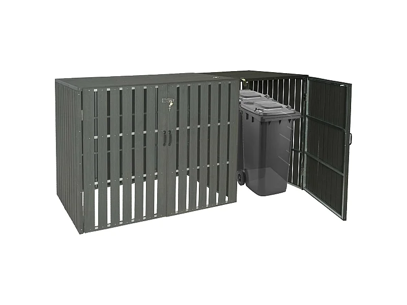 Modulo aggiuntivo per copribidoni box spazzatura rifiuti MCW-J28 XL 100x76x115cm acciaio WPC antracite