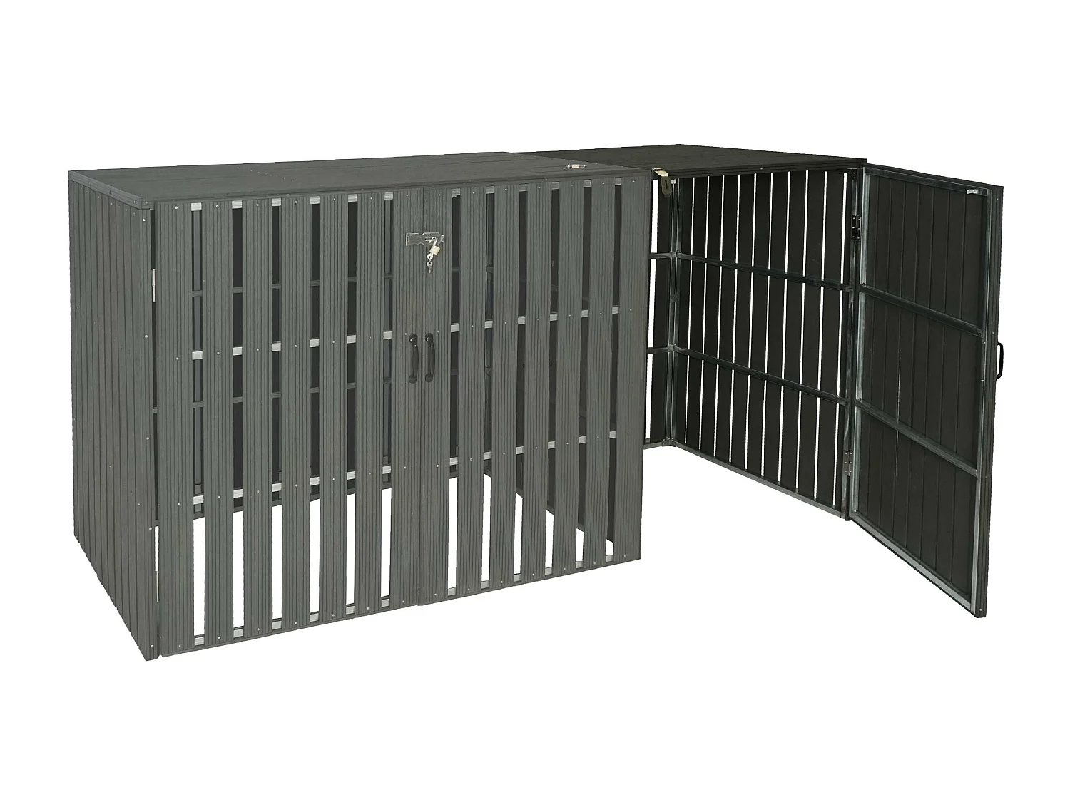 Modulo aggiuntivo per copribidoni box spazzatura rifiuti MCW-J28 XL 100x76x115cm acciaio WPC antracite