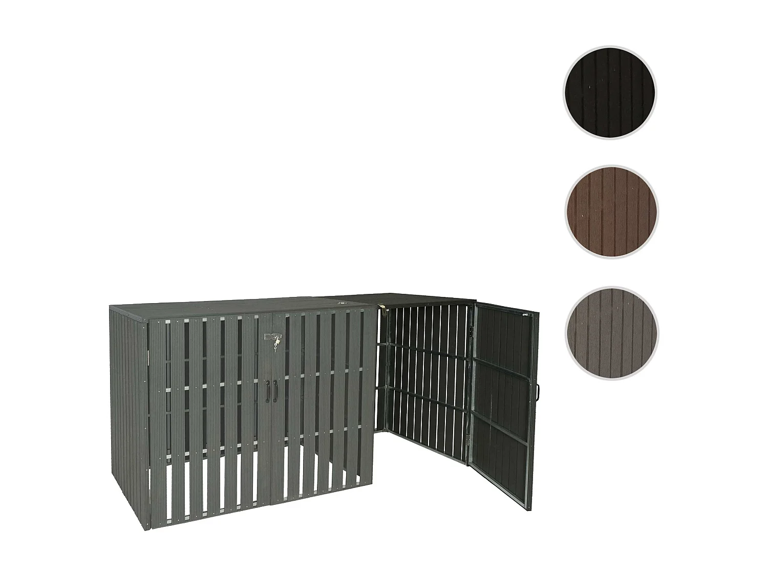 Modulo aggiuntivo per copribidoni box spazzatura rifiuti MCW-J28 XL 100x76x115cm acciaio WPC antracite