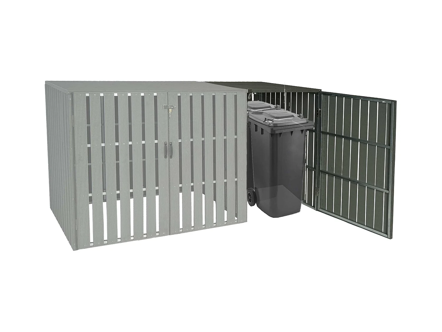 Modulo aggiuntivo per copribidoni box spazzatura rifiuti MCW-J28 XL 100x76x115cm acciaio WPC grigio