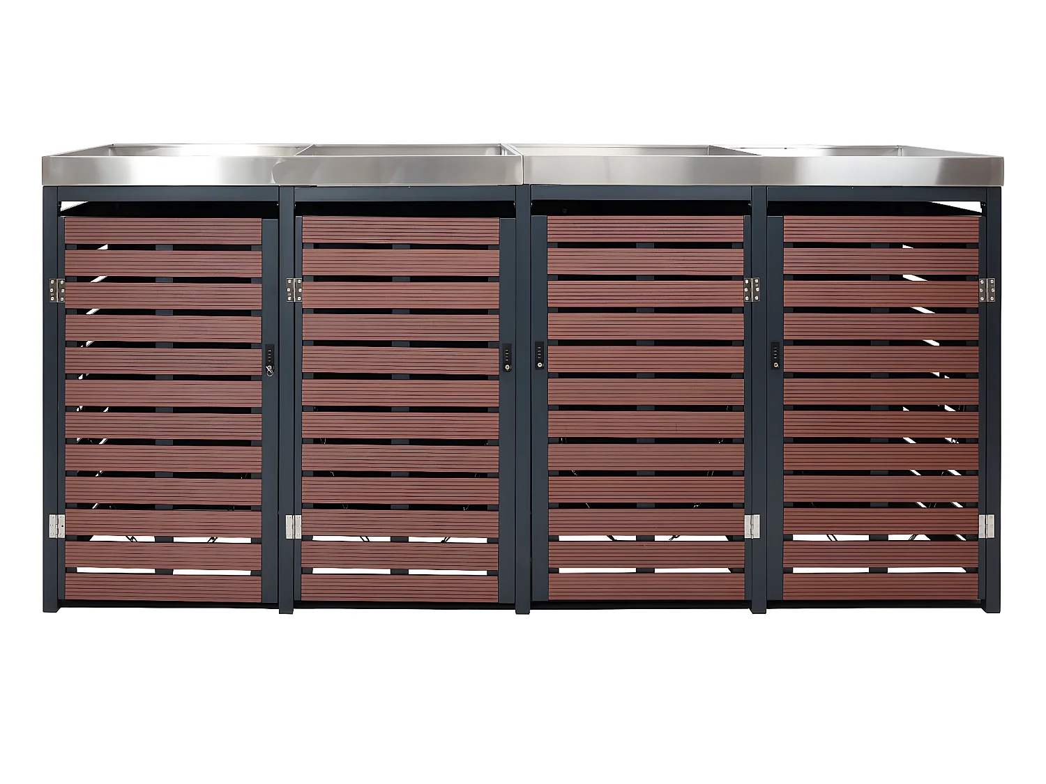 4er Mülltonnenverkleidung MCW-K14, Walnuss-Holzoptik