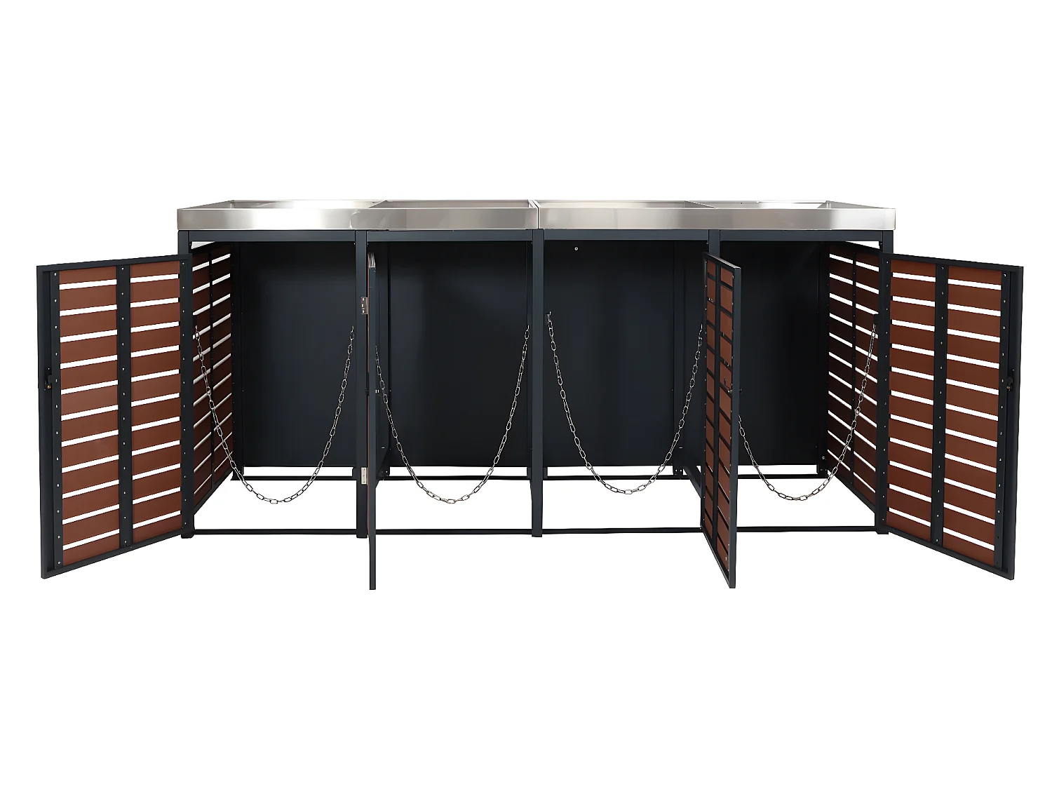 4er Mülltonnenverkleidung MCW-K14, Walnuss-Holzoptik