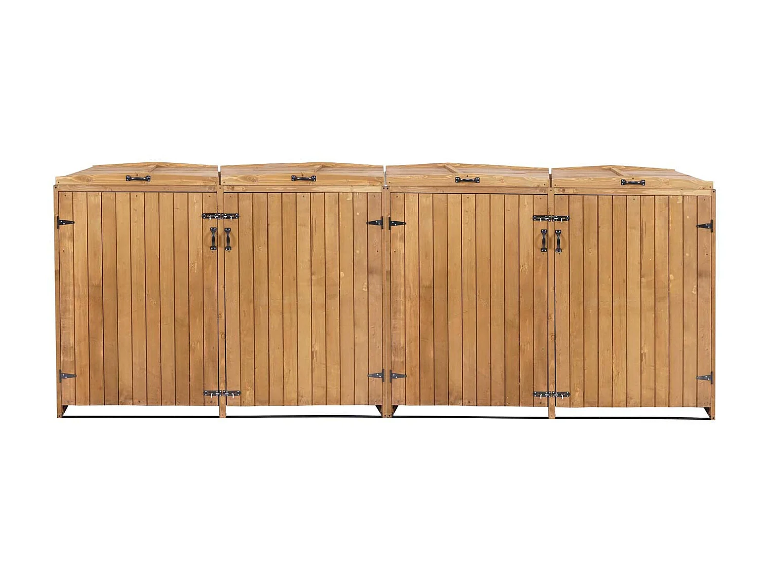4x copribidoni box spazzatura rifiuti MCW-H74 98x316x126cm legno abete marrone