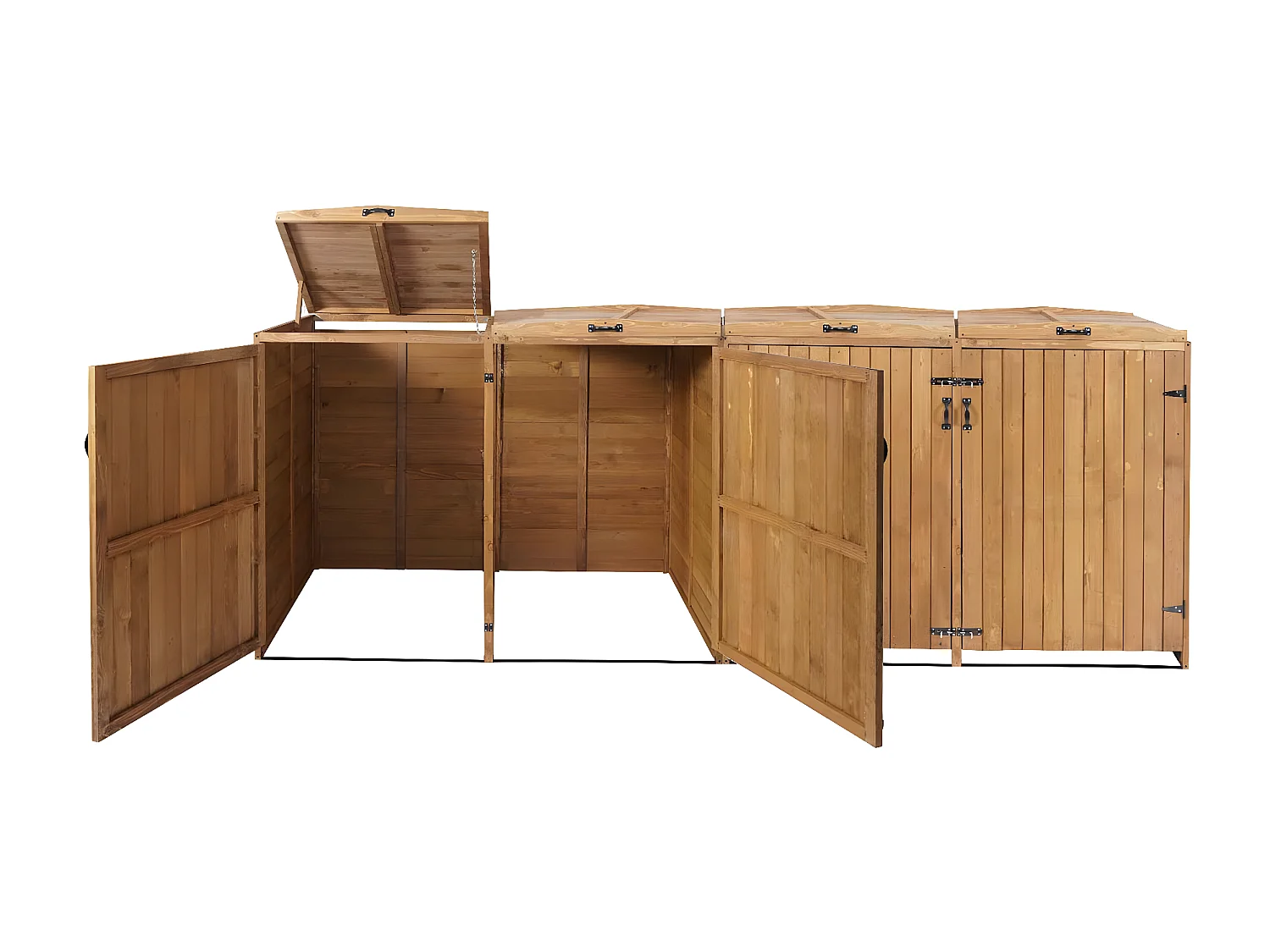 4x copribidoni box spazzatura rifiuti MCW-H74 98x316x126cm legno abete marrone