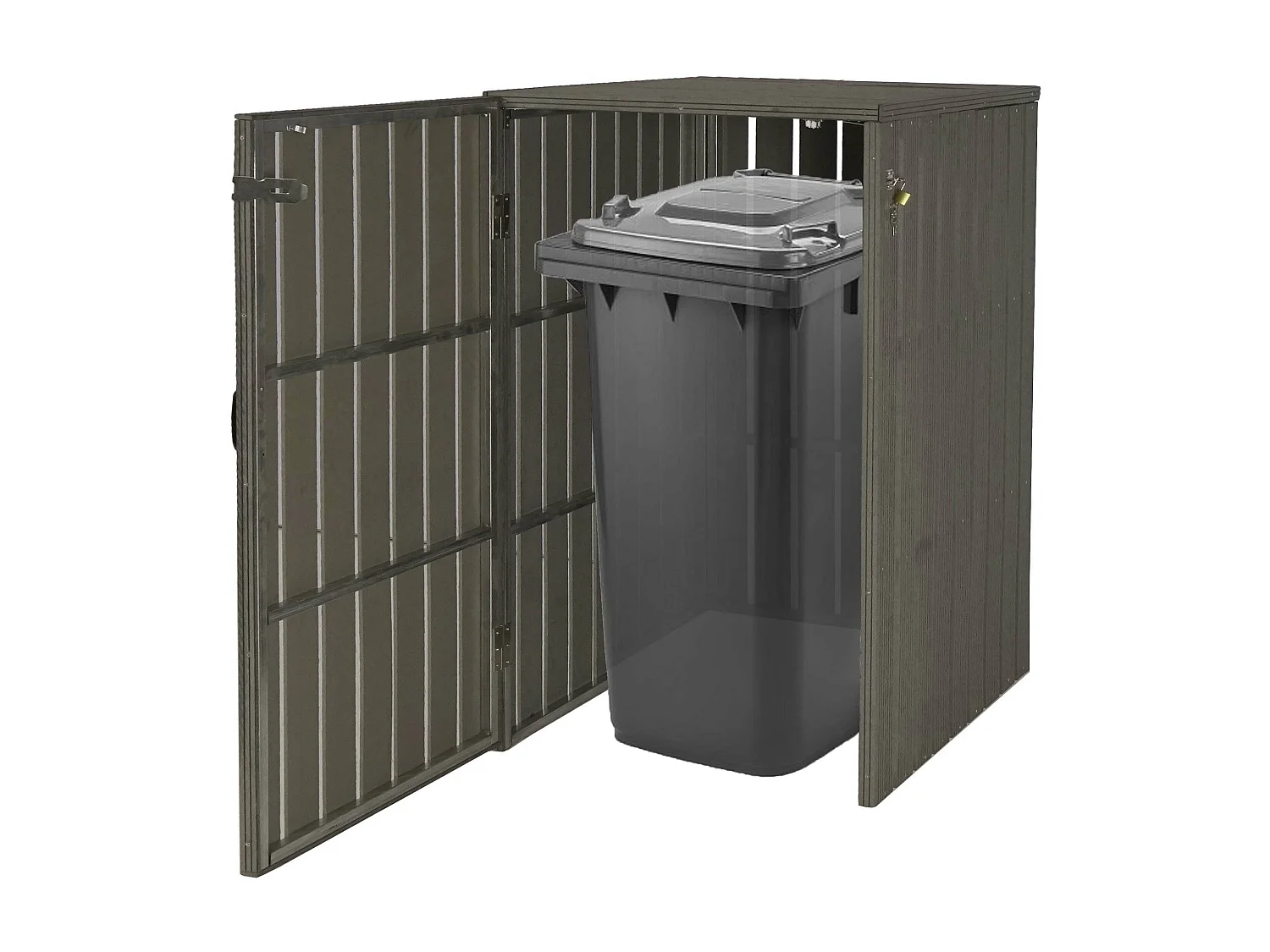 Copribidone box spazzatura rifiuti MCW-J28 82x66x116cm acciaio WPC grigio