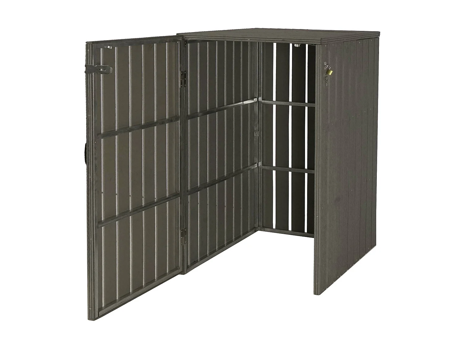 Copribidone box spazzatura rifiuti MCW-J28 82x66x116cm acciaio WPC grigio