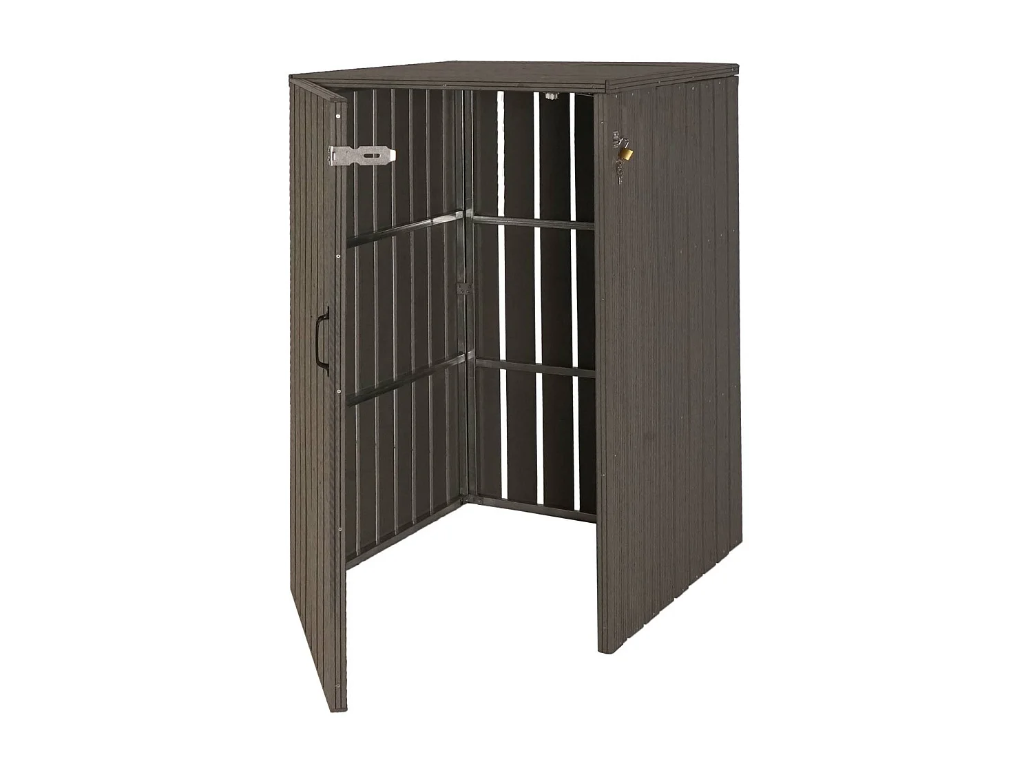 Copribidone box spazzatura rifiuti MCW-J28 82x66x116cm acciaio WPC grigio