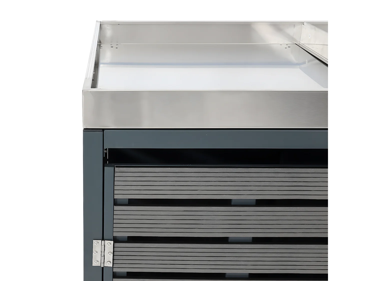 3x copribidoni box spazzatura rifiuti con fioriera MCW-K14 84x200x124cm metallo WPC antracite