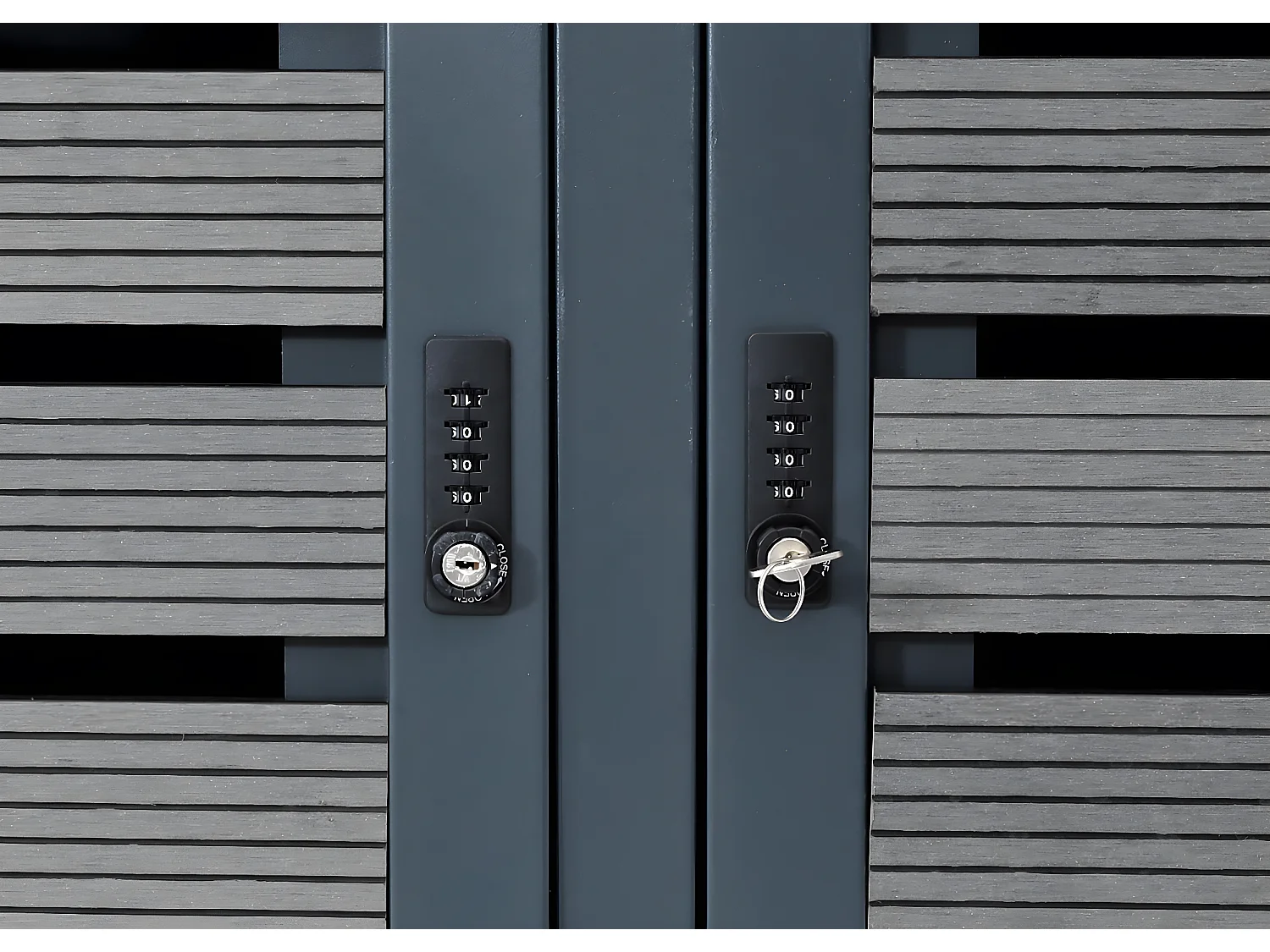 3x copribidoni box spazzatura rifiuti con fioriera MCW-K14 84x200x124cm metallo WPC antracite