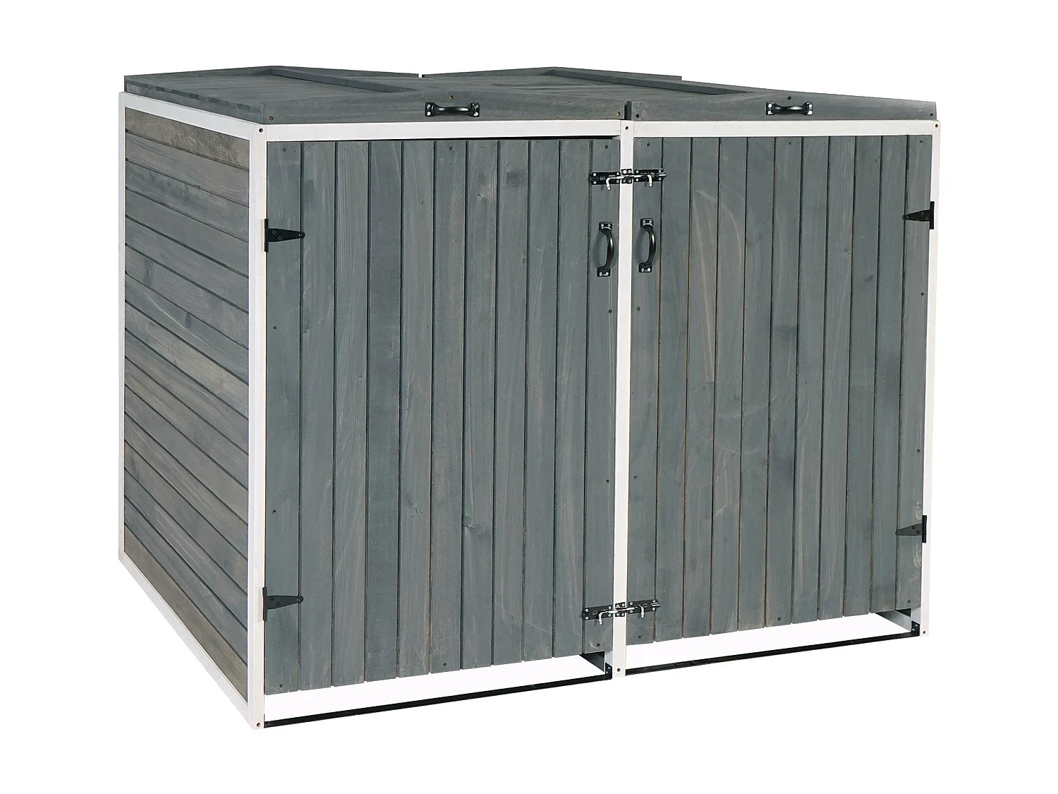 2x copribidoni box spazzatura rifiuti MCW-H74 98x158x126cm legno abete grigio bianco