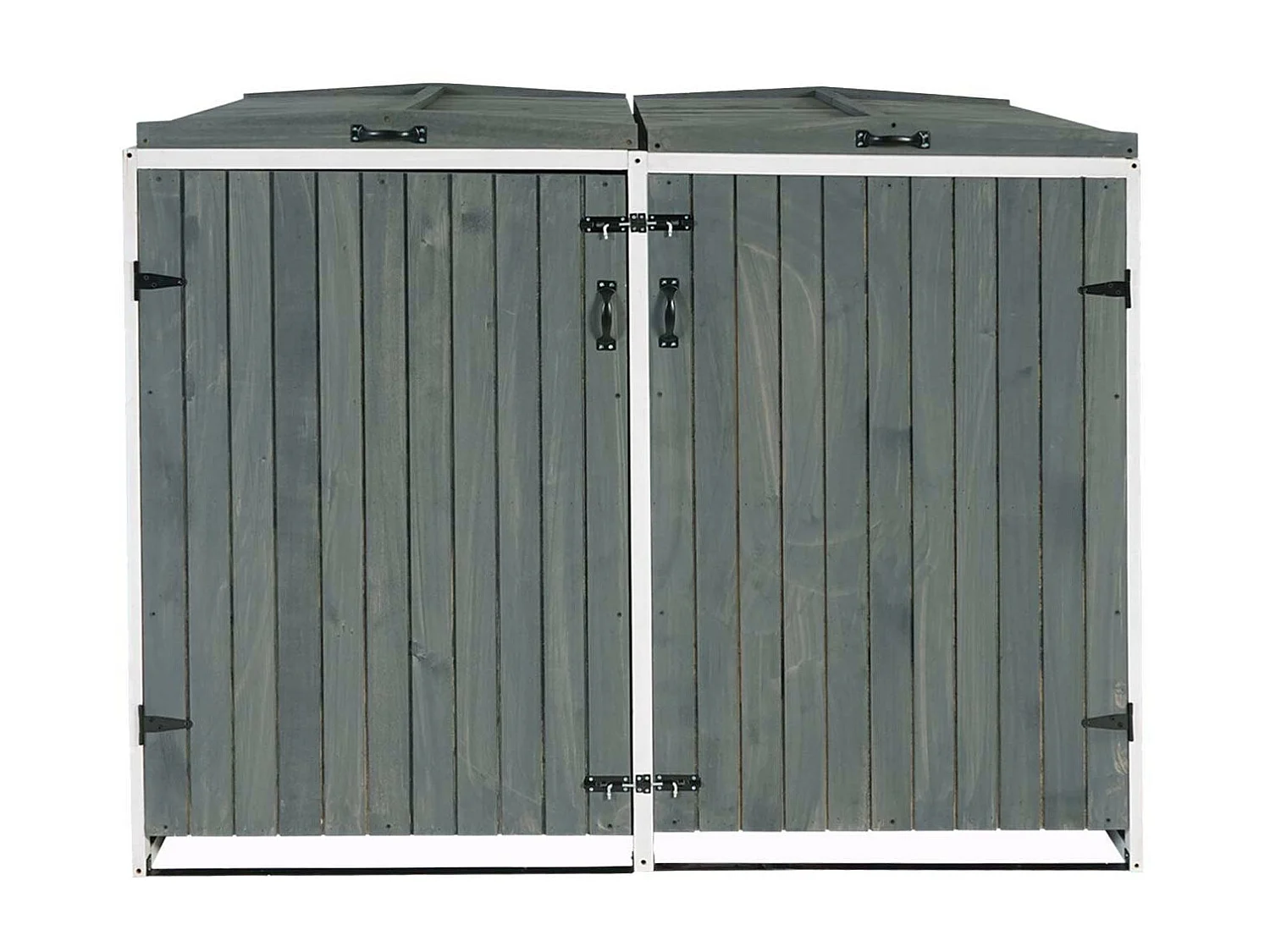 2x copribidoni box spazzatura rifiuti MCW-H74 98x158x126cm legno abete grigio bianco