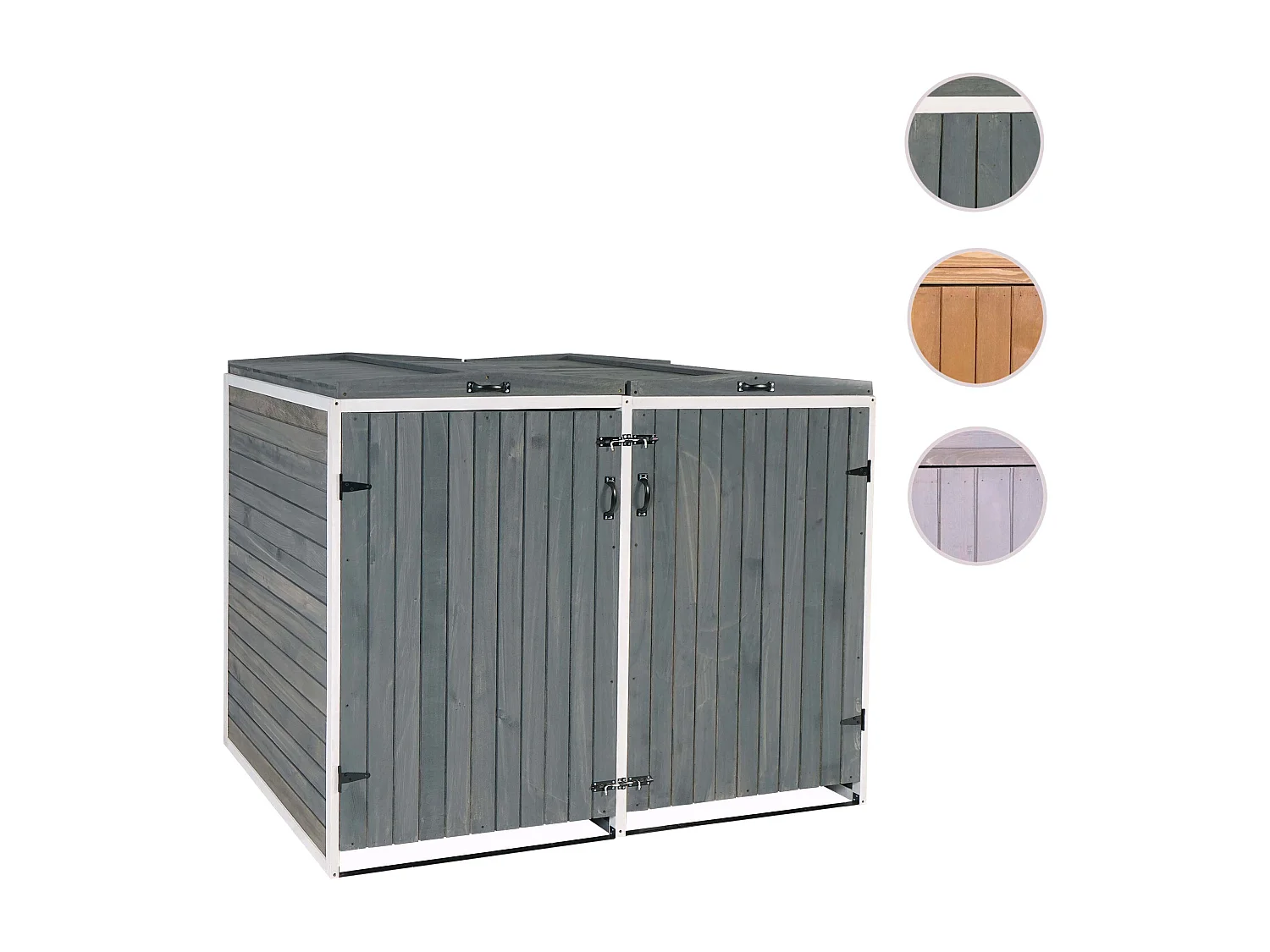 Afskærmning til 2- eller 4-hjulede skraldespande MCW-H74,  grå-hvid