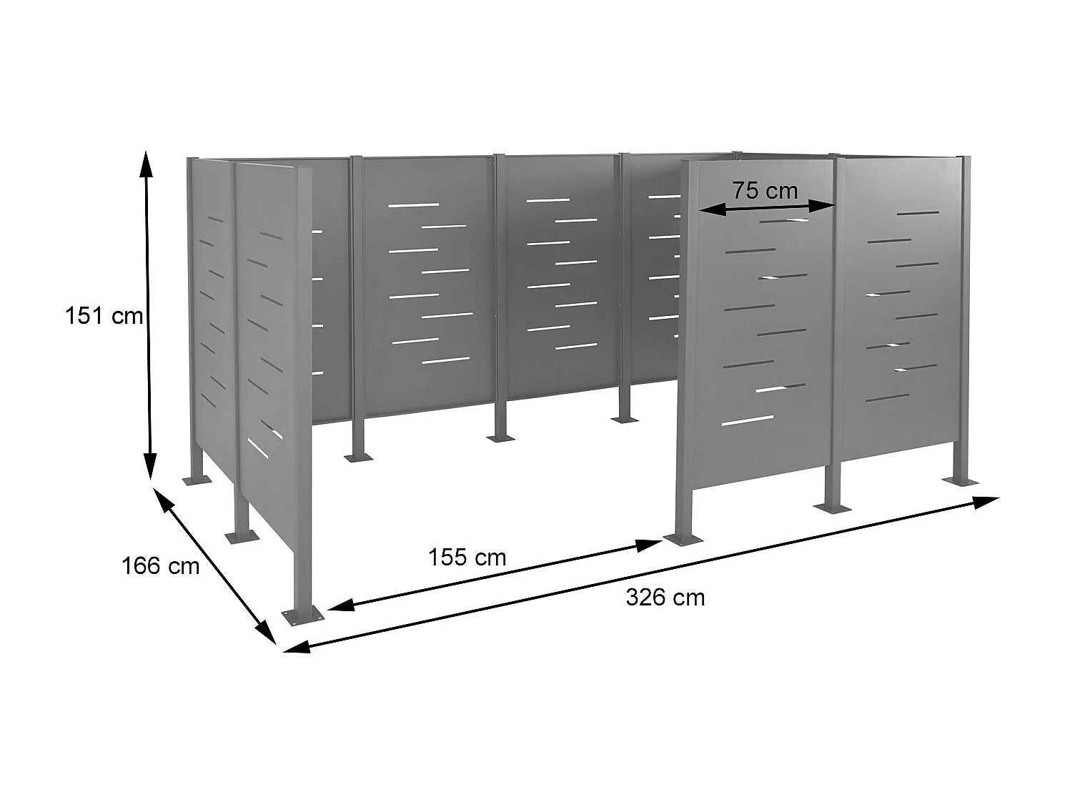 Mülltonnen-Zaun MCW-J55 Metall, Anthrazit
