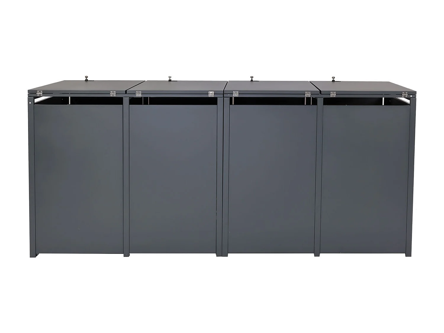 Set 4x copribidoni box spazzatura rifiuti MCW-J82 80x264x117cm acciaio inox antracite faggio
