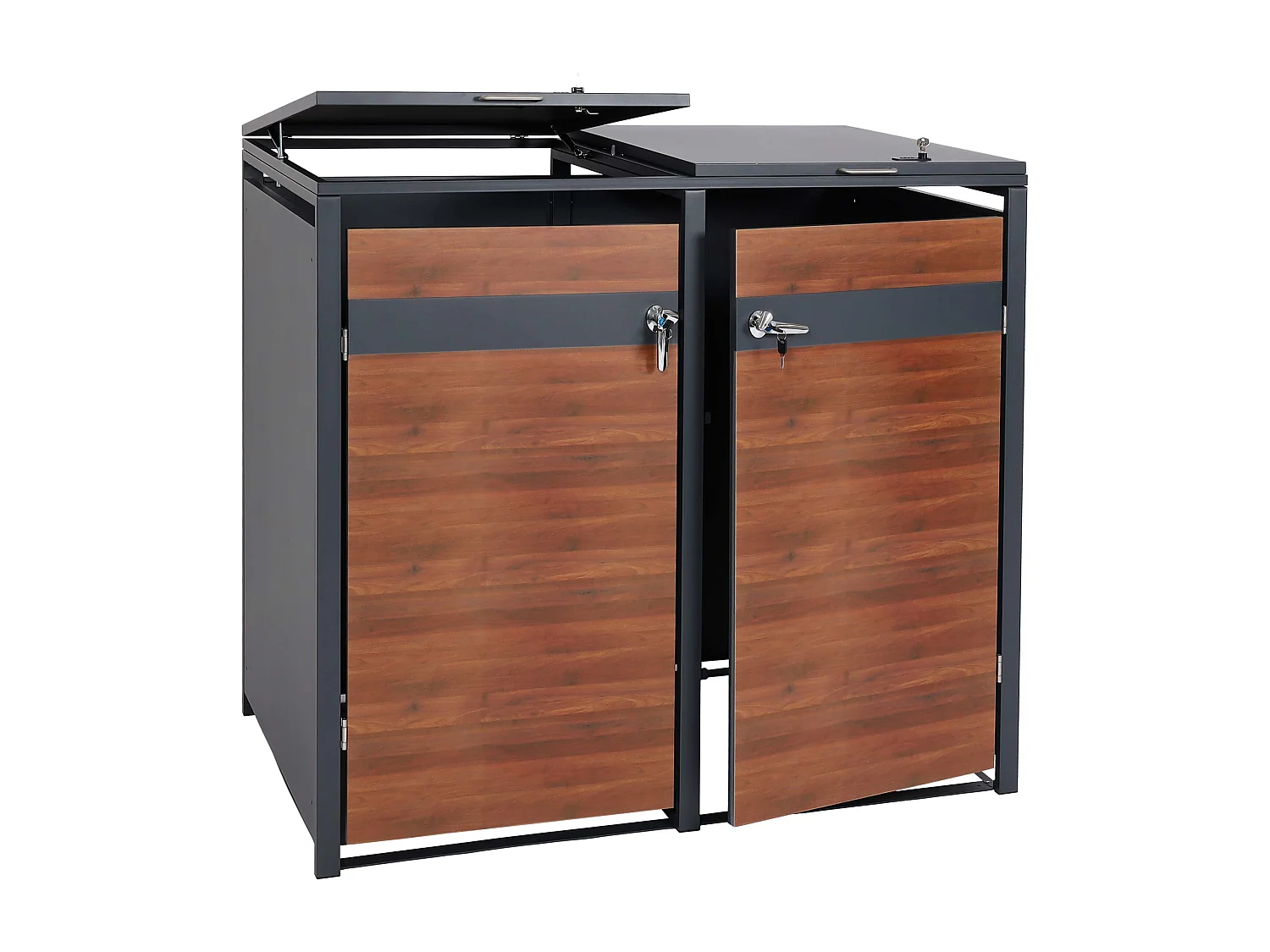 MCW-J82 bin enclosure for two bins,  dark brown cherry wood effect