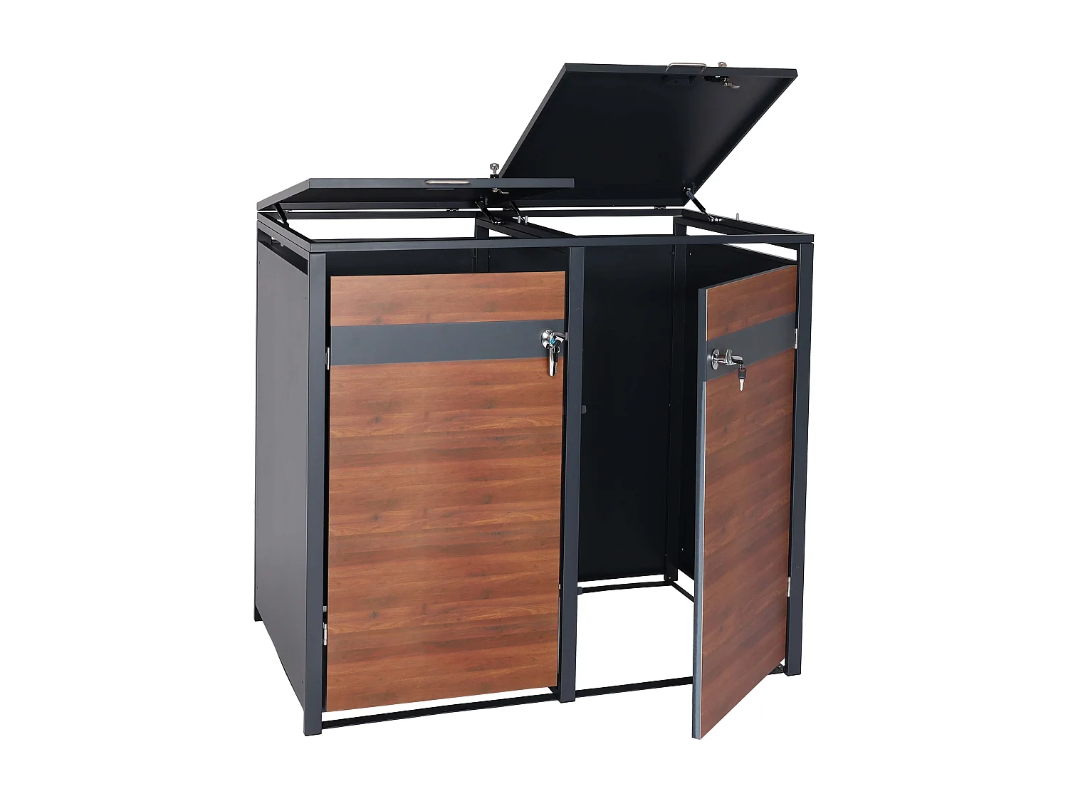 MCW-J82 bin enclosure for two bins,  dark brown cherry wood effect