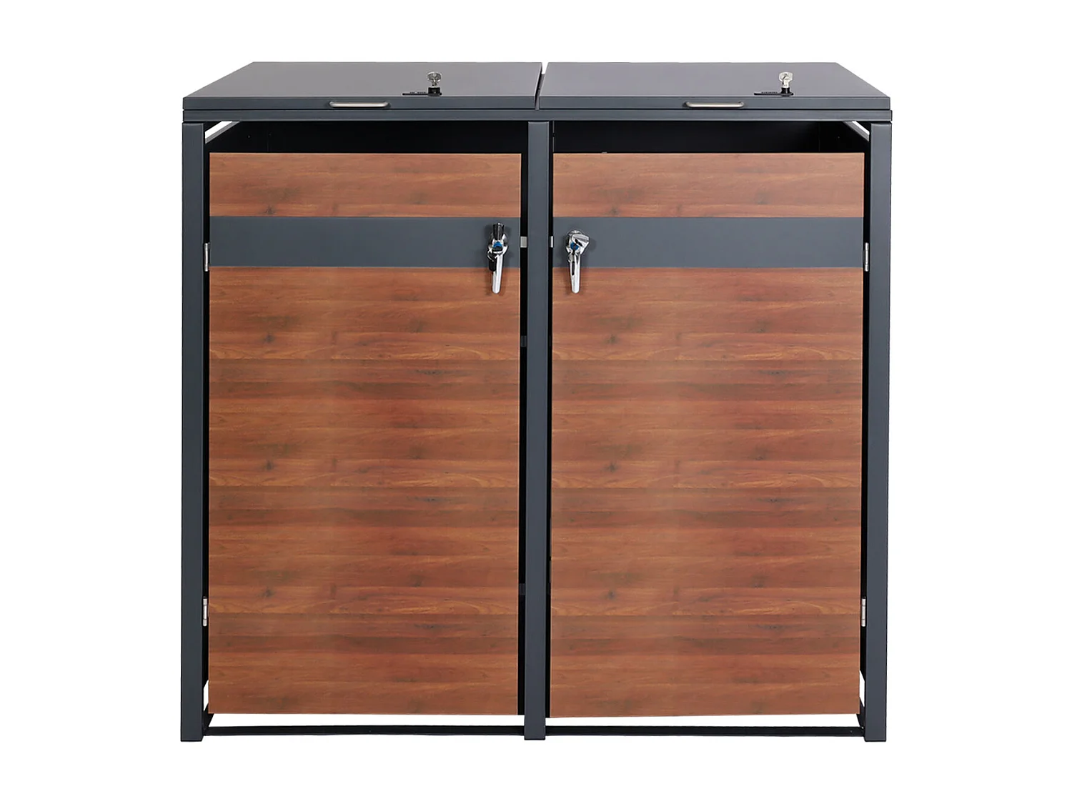 MCW-J82 bin enclosure for two bins,  dark brown cherry wood effect