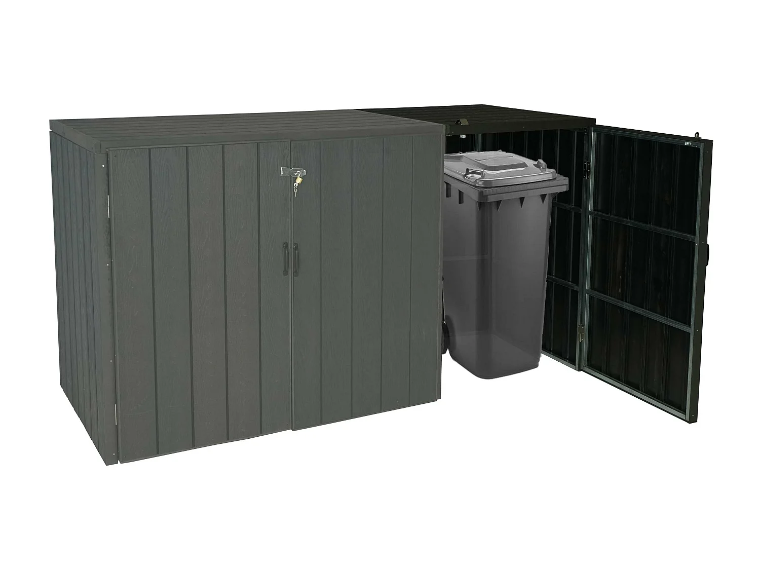 Modulo aggiuntivo per copribidoni box spazzatura rifiuti MCW-J28 Premium 88x69x116cm acciaio WPC antracite